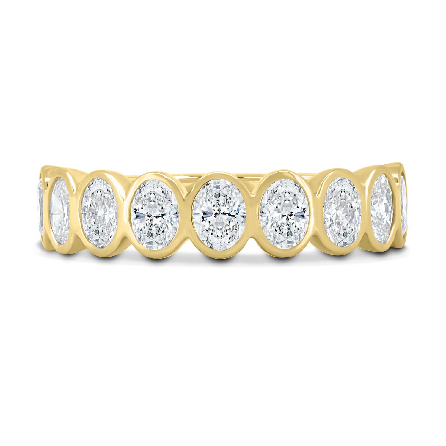 Betty - Bezel Set Oval Wedding Ring - 9 stones 18k Yellow Gold