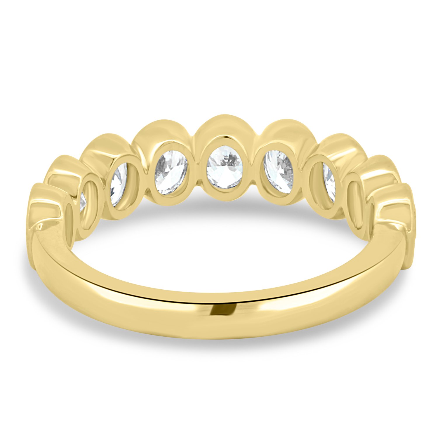 Betty - Bezel Set Oval Wedding Ring - 9 stones 18k Yellow Gold
