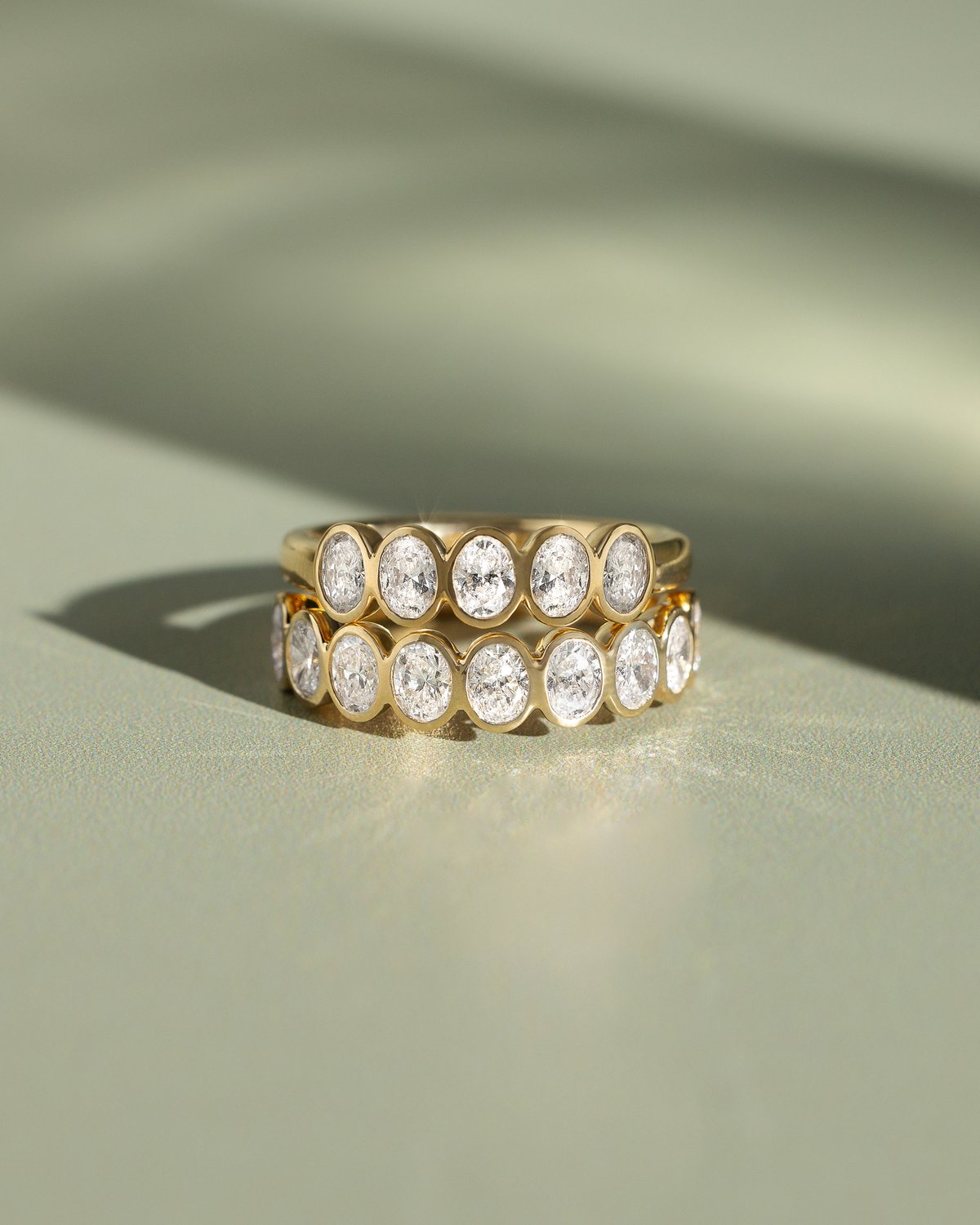 Betty - Bezel Set Oval Wedding Ring Lifestyle Image