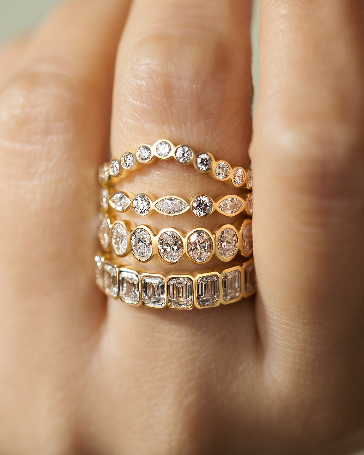 Betty - Bezel Set Oval Wedding Ring Lifestyle Image