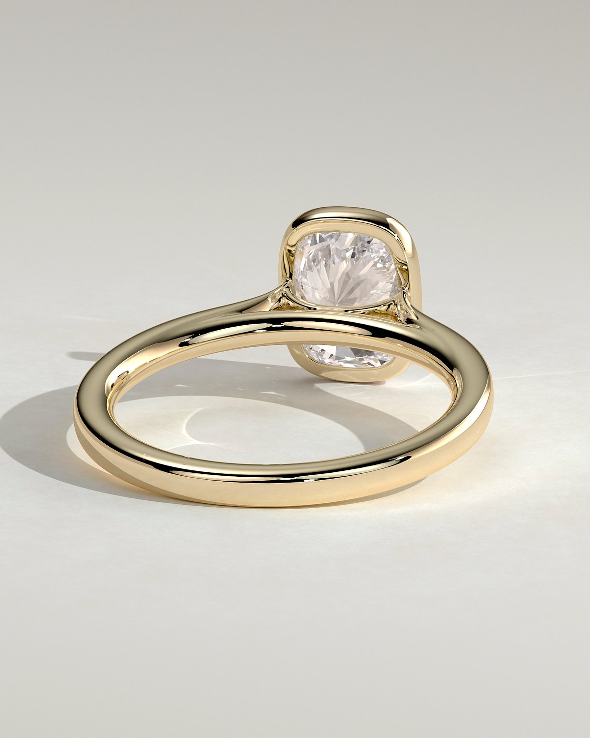 Billie - Cathedral Bezel Set Elongated Cushion - 18k Yellow Gold