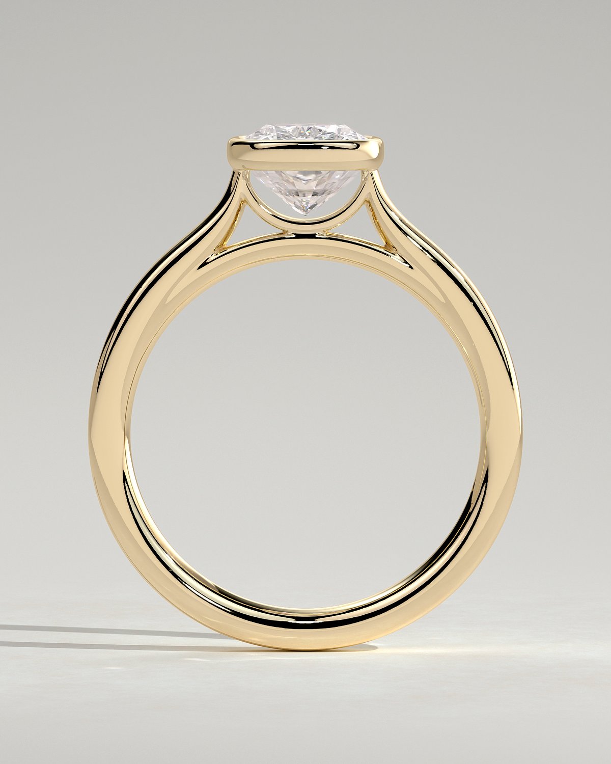 Billie - Cathedral Bezel Set Elongated Cushion - 18k Yellow Gold