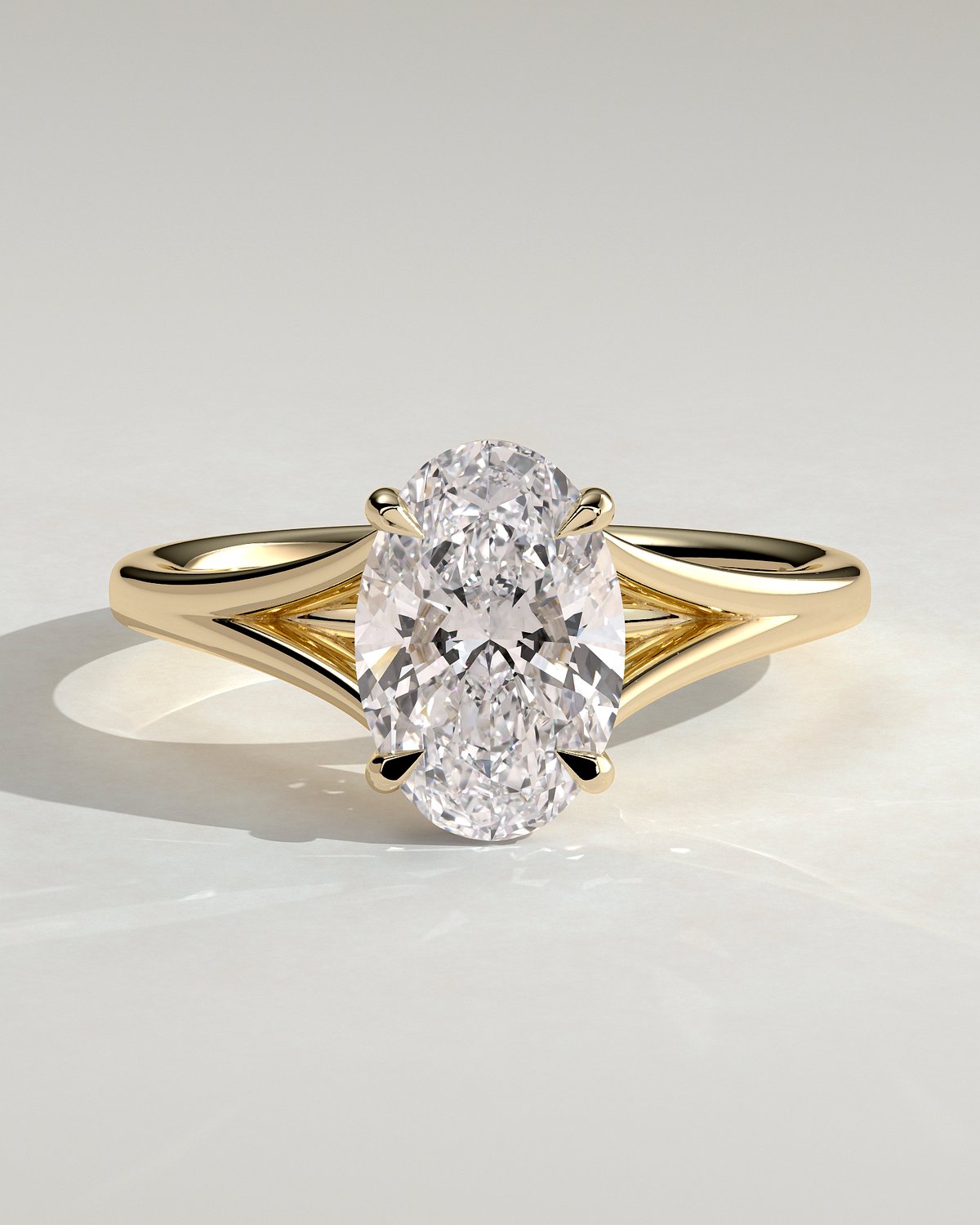 Blair - Oval Cathedral Solitaire - 18k Yellow Gold