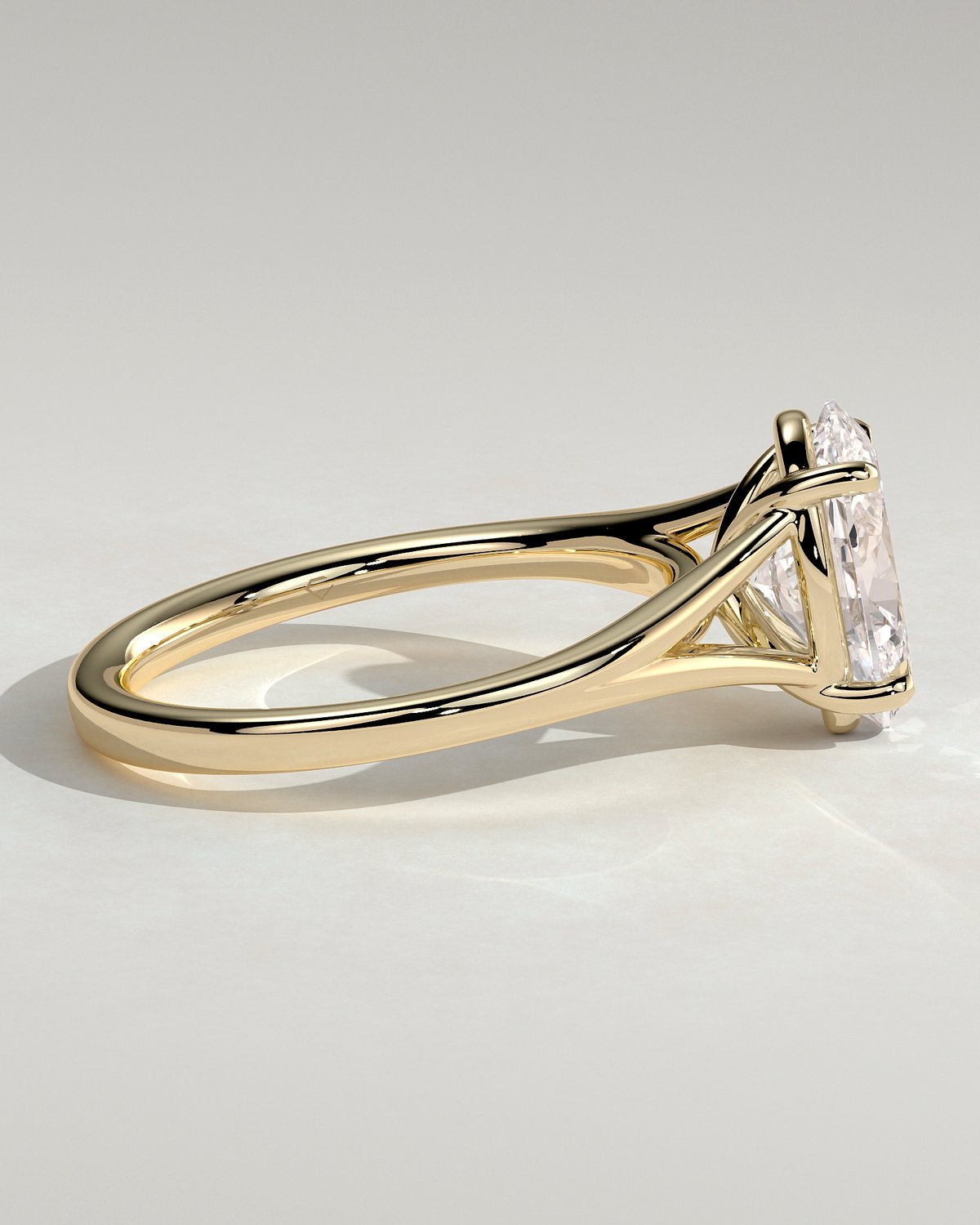 Blair - Oval Cathedral Solitaire - 18k Yellow Gold