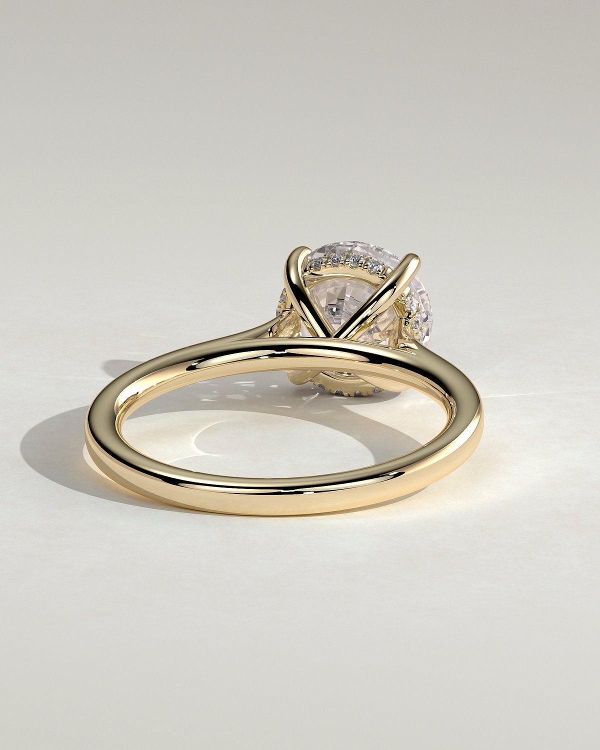 Bonnie  4 Claw Round Solitaire with Hidden Halo - 18k Yellow Gold