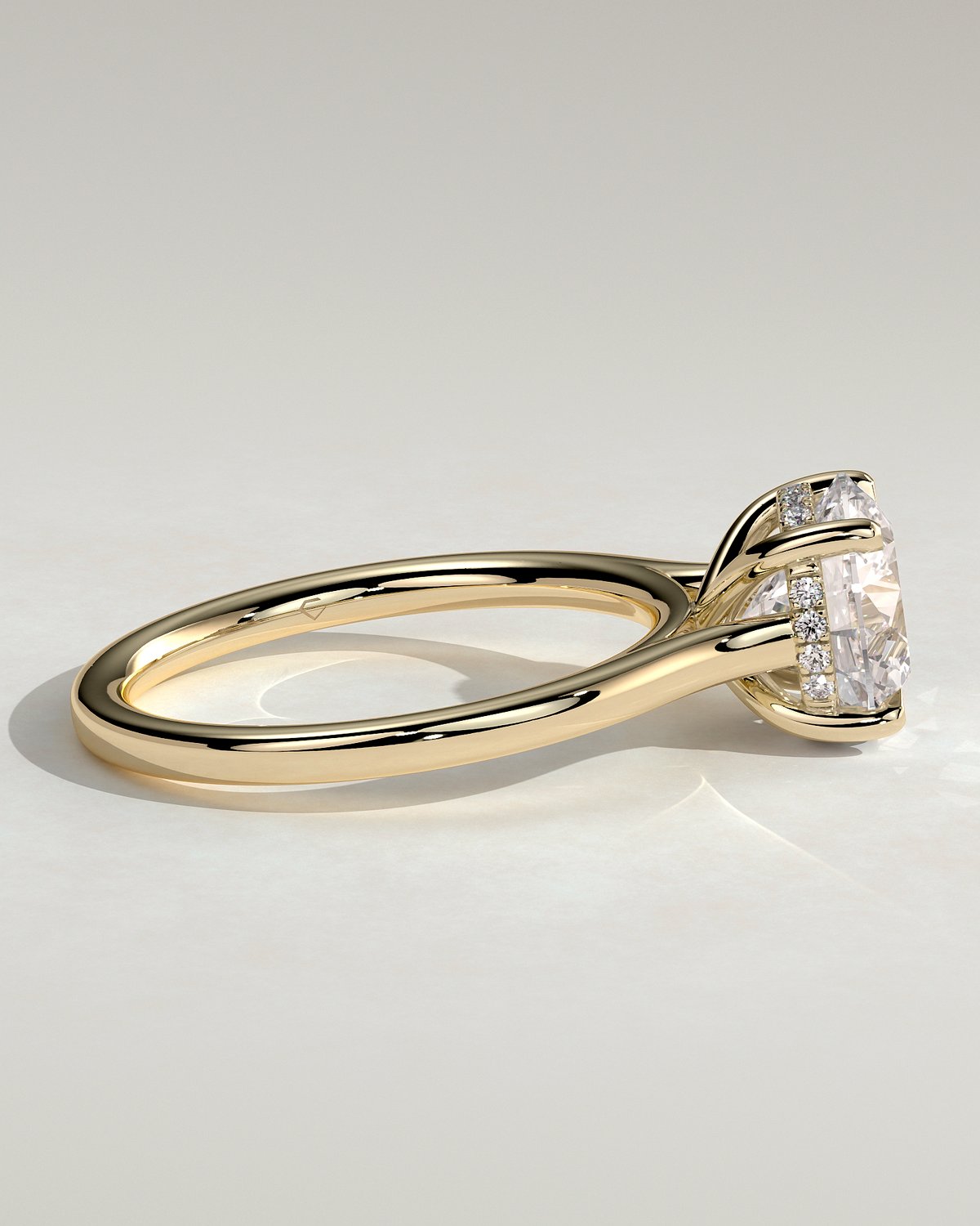 Bonnie  4 Claw Round Solitaire with Hidden Halo - 18k Yellow Gold