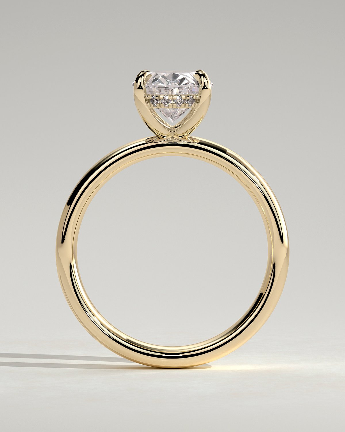 Bronte - Oval Solitaire with Cigar Band - 18k Yellow Gold High Setting
