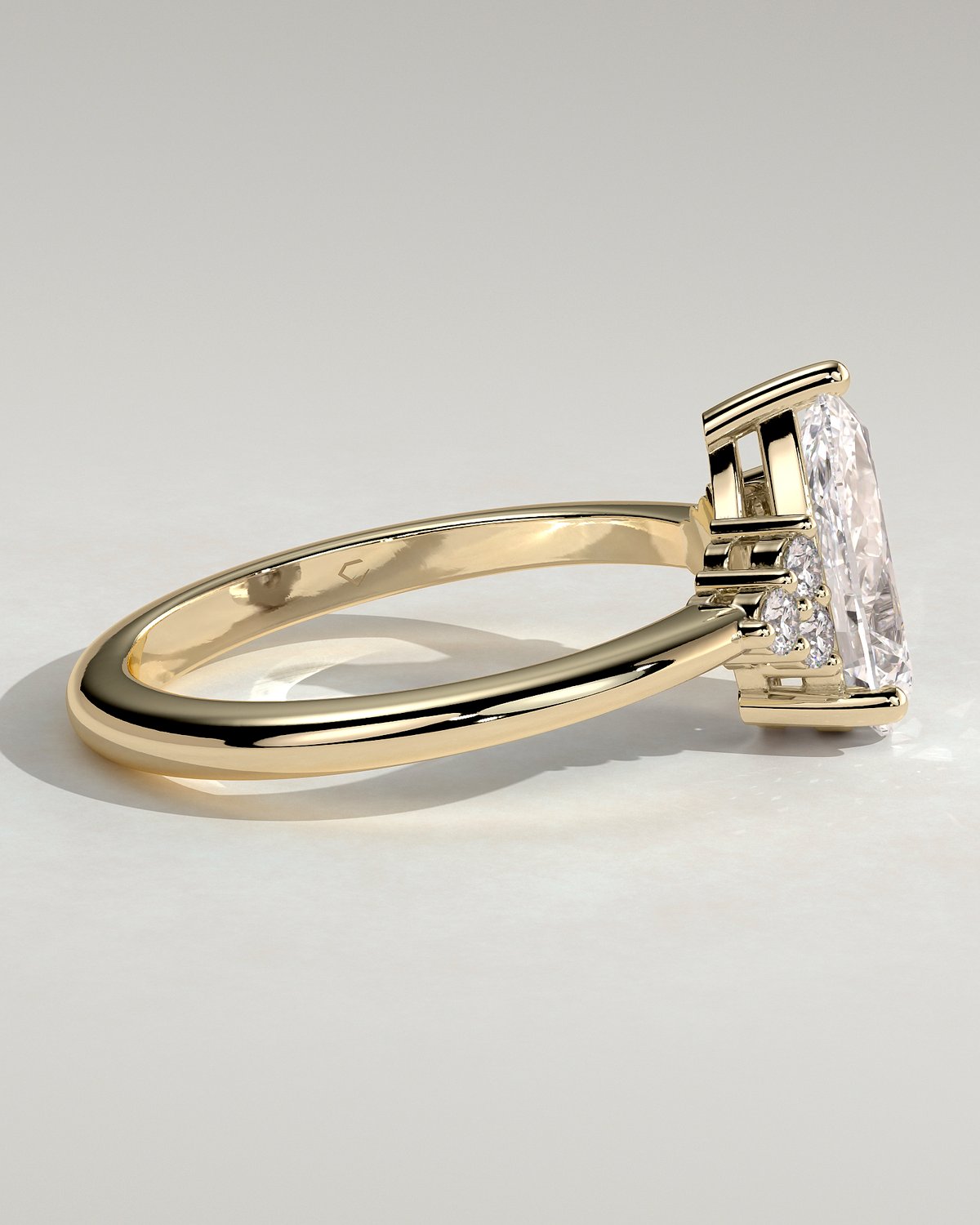 Brooke  3 Claw Pear Solitaire with Accent Stones - 18k Yellow Gold