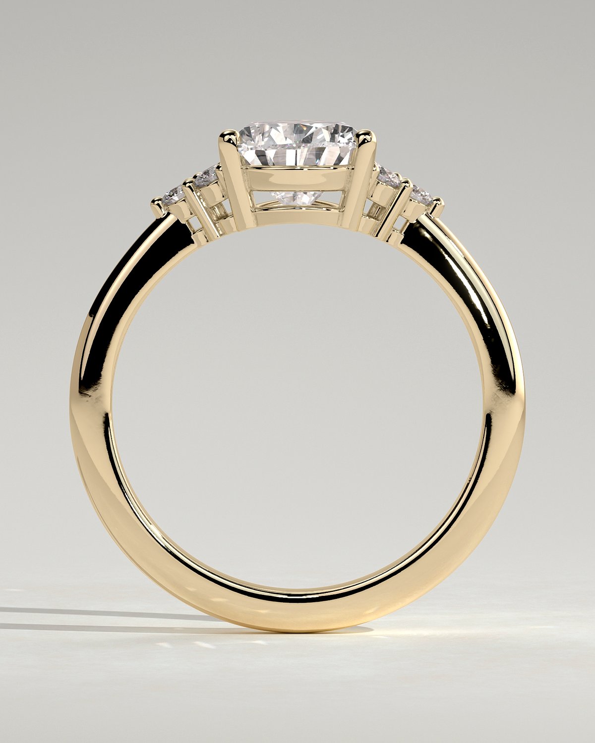 Brooke  3 Claw Pear Solitaire with Accent Stones - 18k Yellow Gold