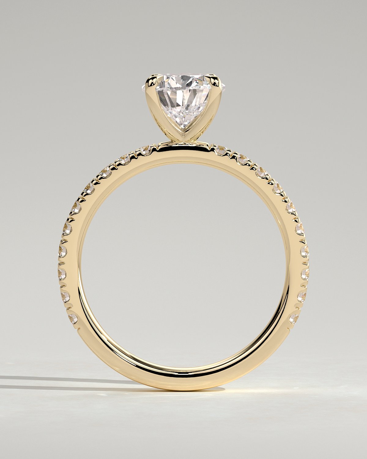 Brynlee - 5 Claw Pear Solitaire with 2/3 Pave Band - 18k Yellow Gold