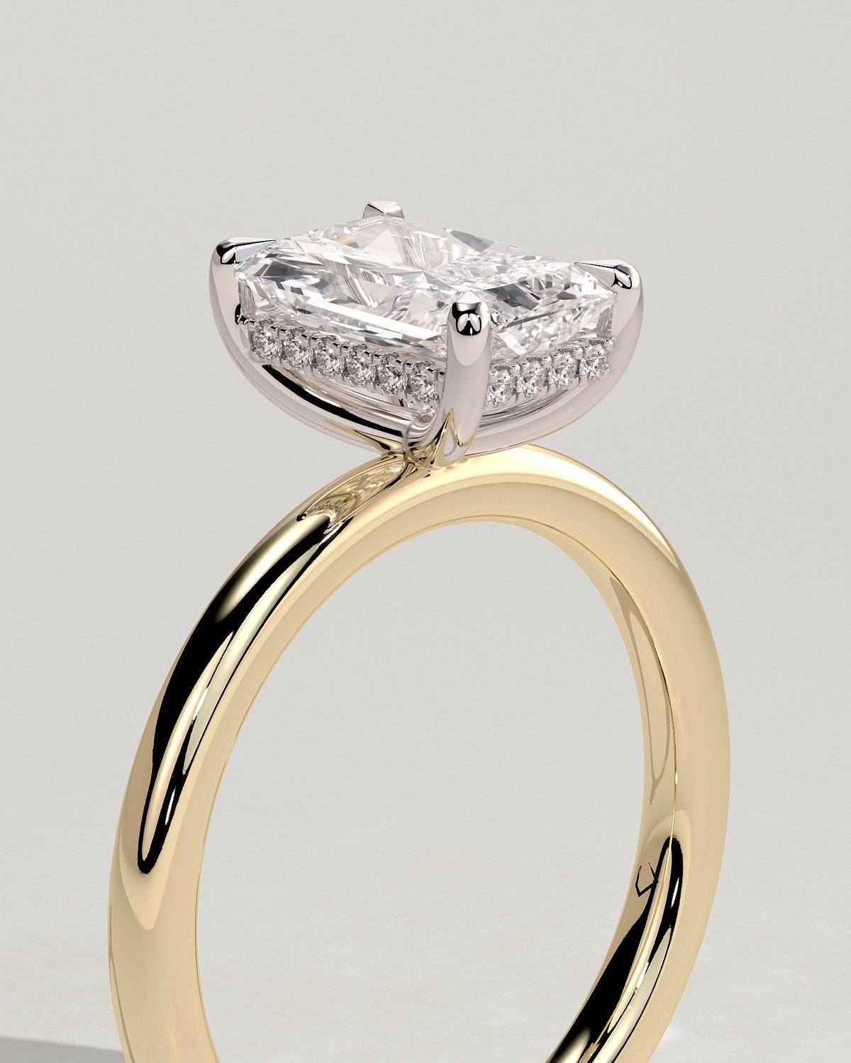 Carly  Radiant Solitaire - 18k Yellow Gold / 18k White Gold