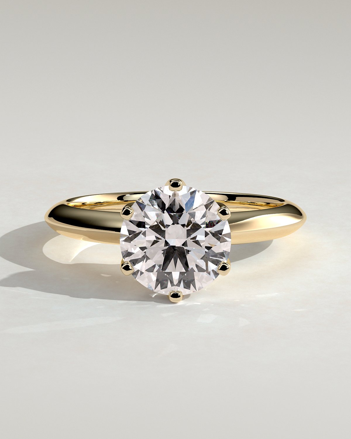 Caroline  6 Claw Knife Edge Solitaire - 18k Yellow Gold