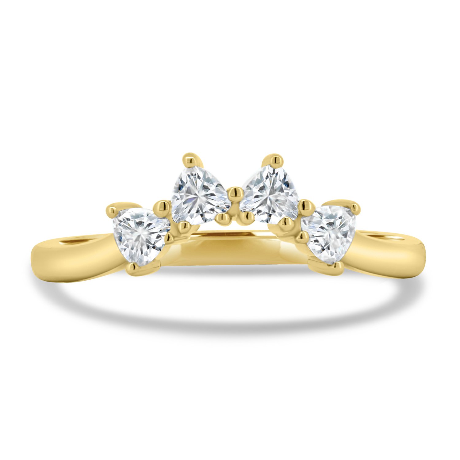 Cassandra  Trillion Cut Wedding Ring - 18k Yellow Gold