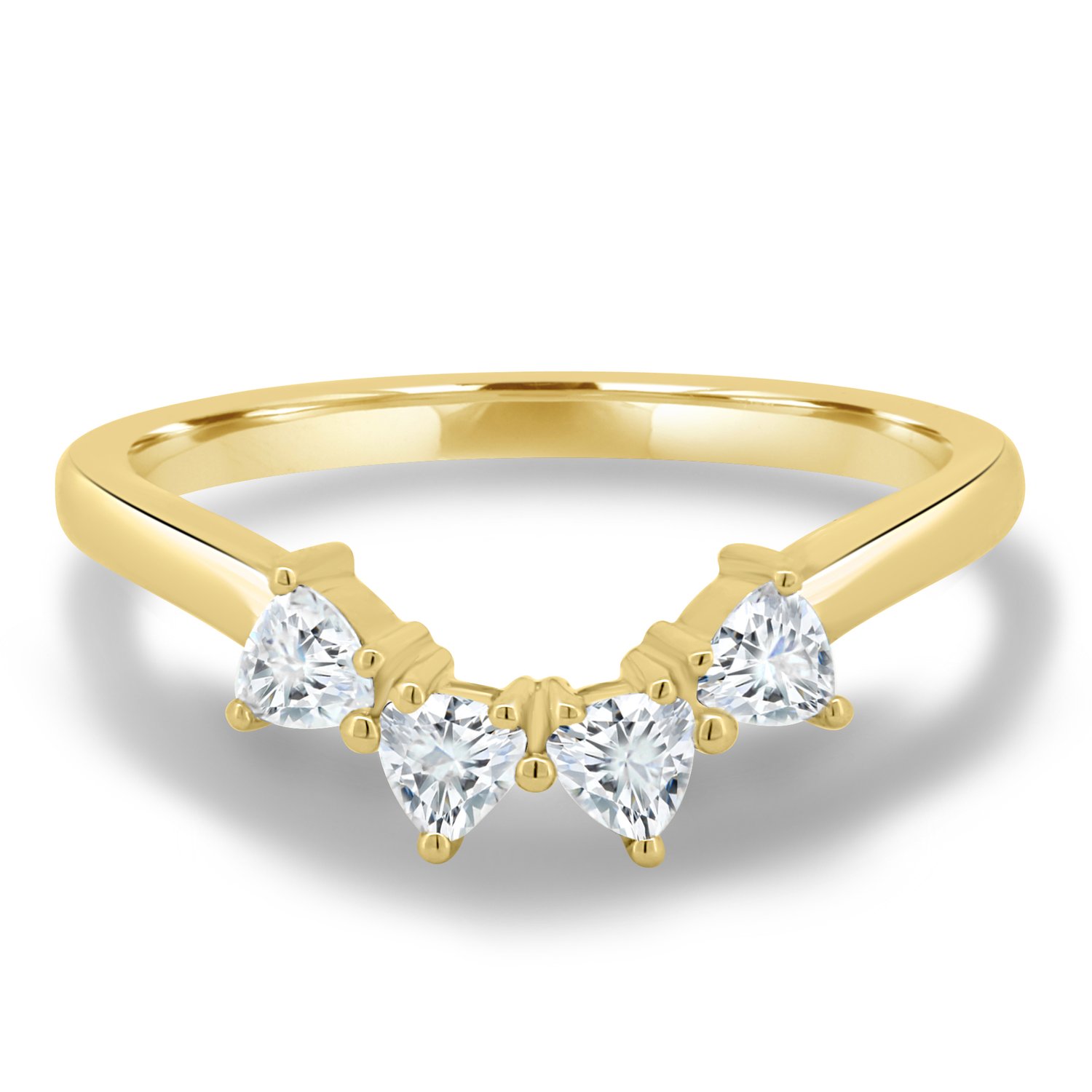 Cassandra  Trillion Cut Wedding Ring - 18k Yellow Gold