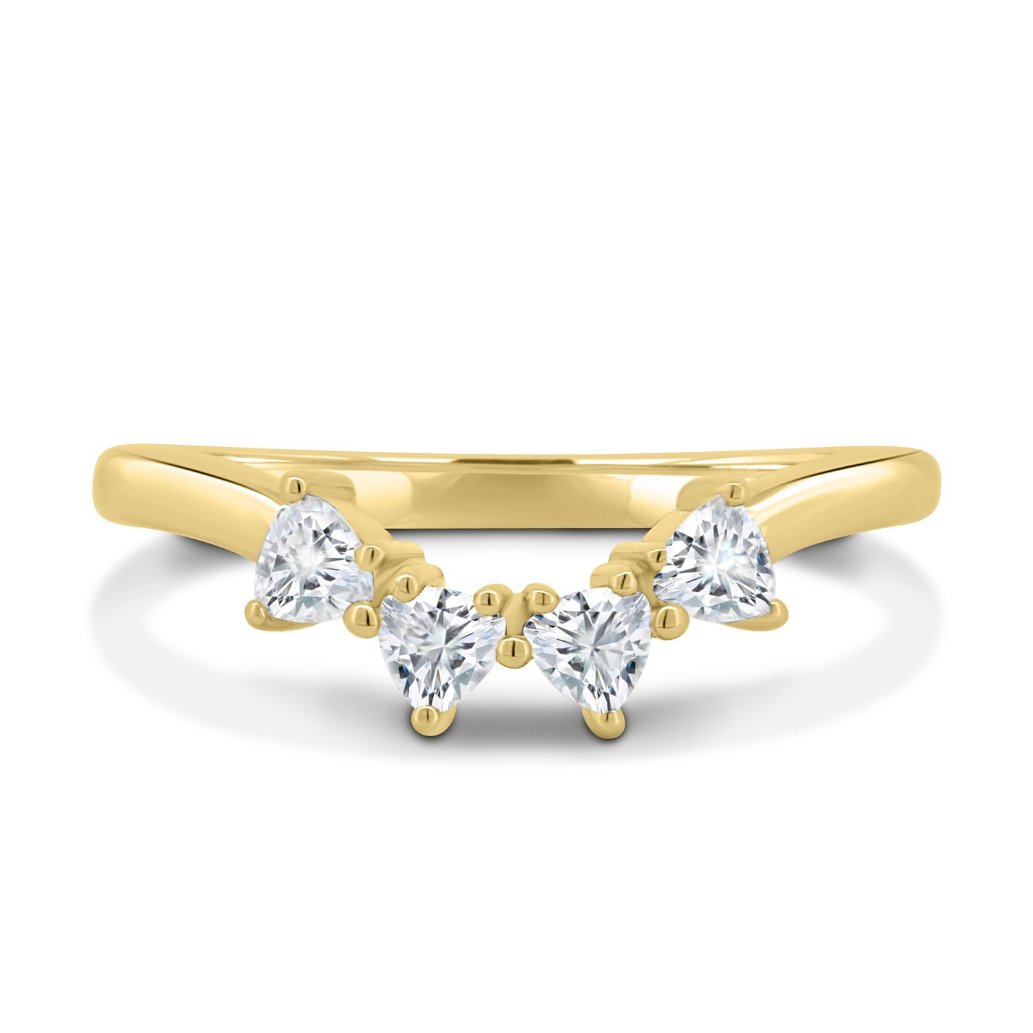 Cassandra  Trillion Cut Wedding Ring - 18k Yellow Gold