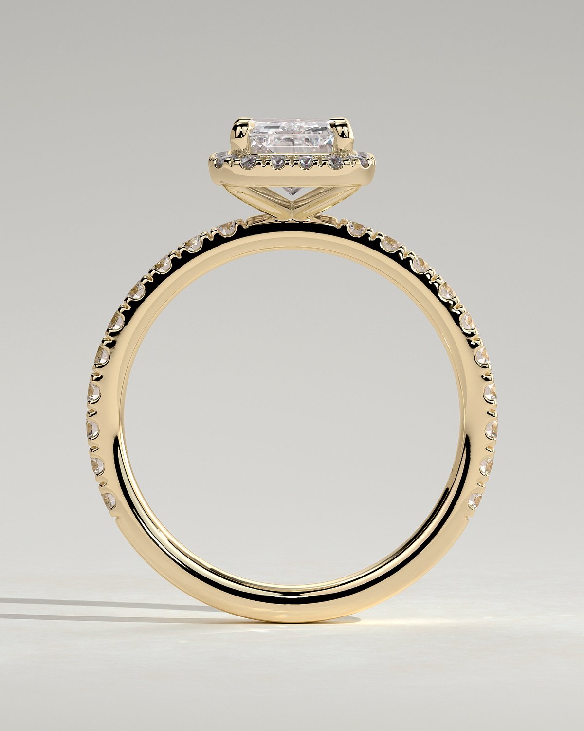 Catherine  Radiant Halo with Pave - 18k Yellow Gold