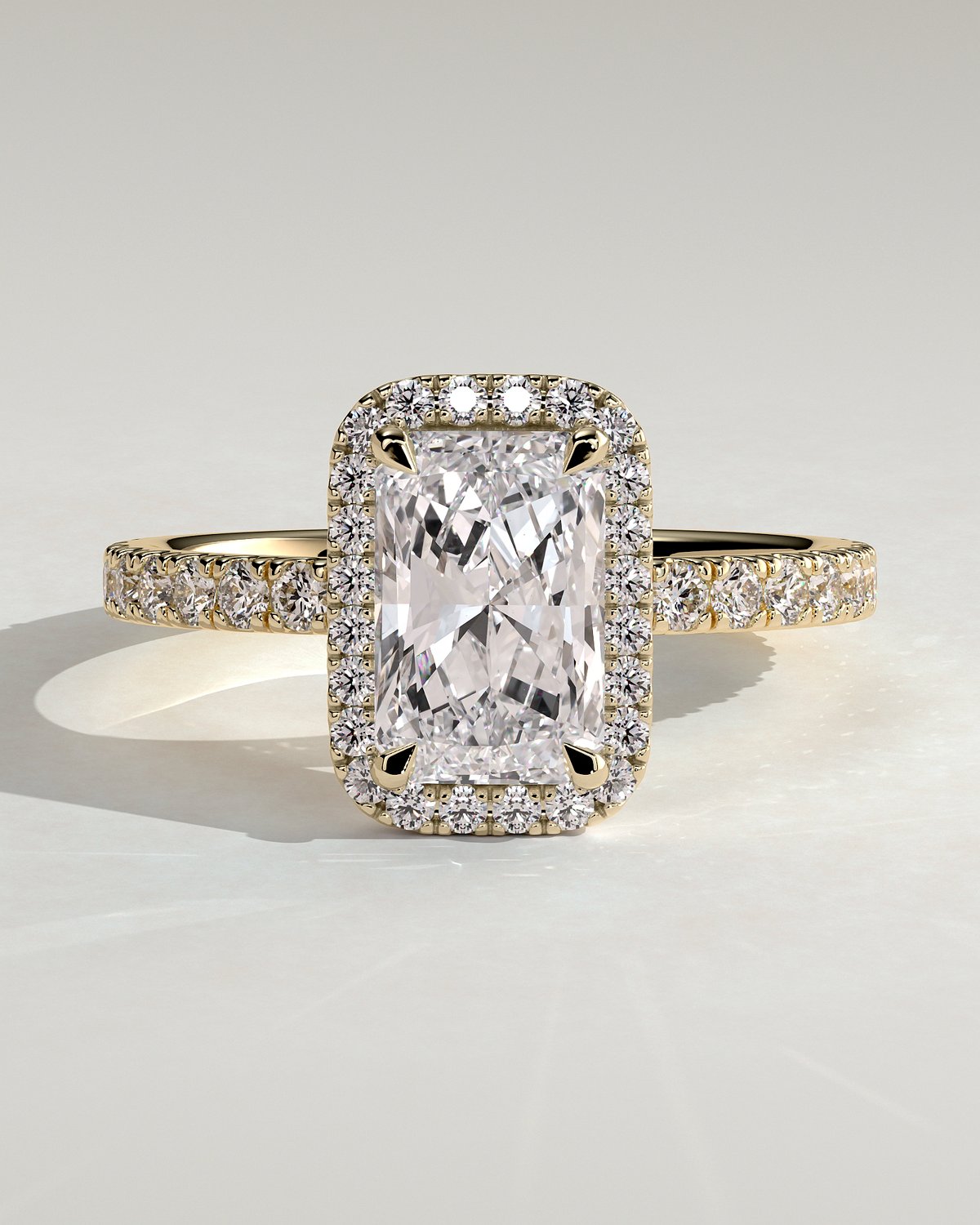 Catherine  Radiant Halo with Pave - 18k Yellow Gold