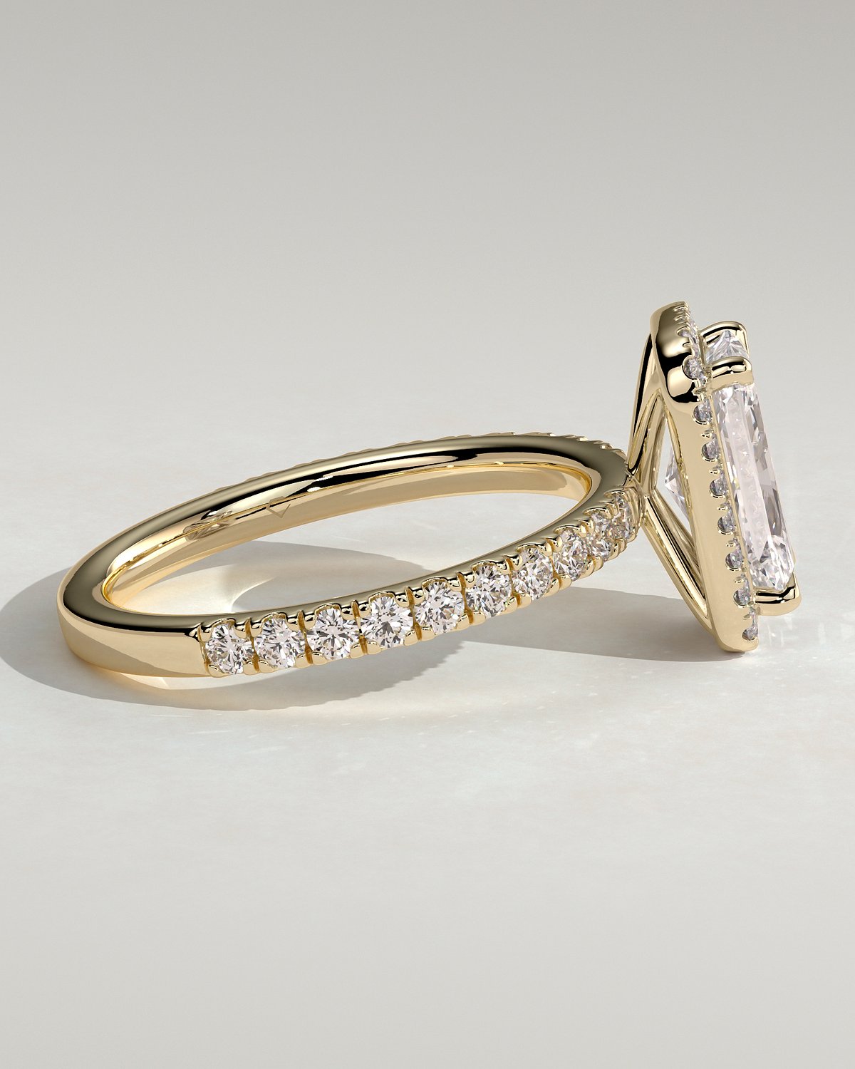 Catherine  Radiant Halo with Pave - 18k Yellow Gold