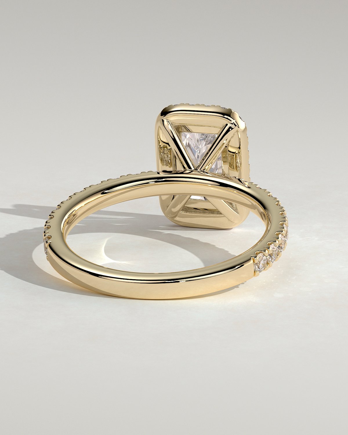 Catherine  Radiant Halo with Pave - 18k Yellow Gold