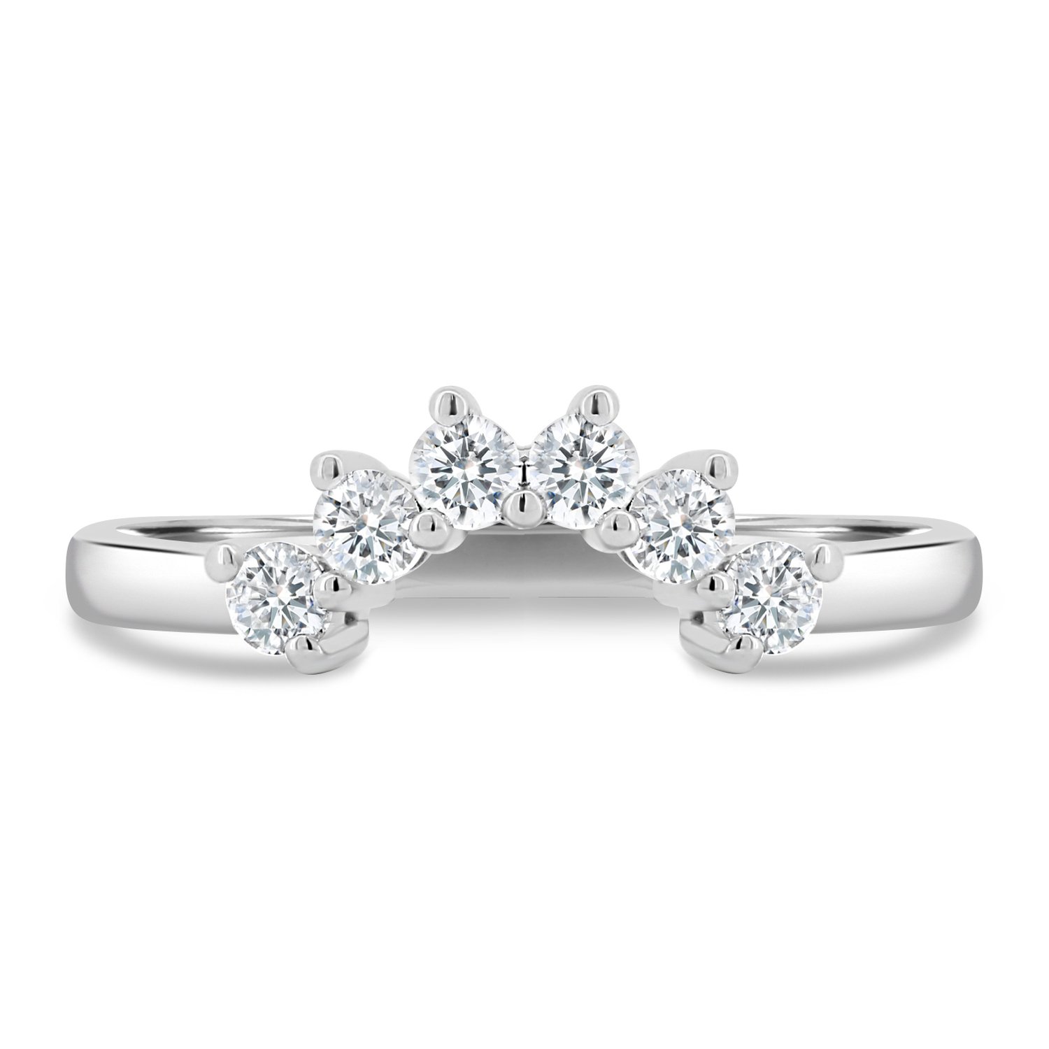 Celeste  Round Cut Curved Wedding Ring - 18k White Gold