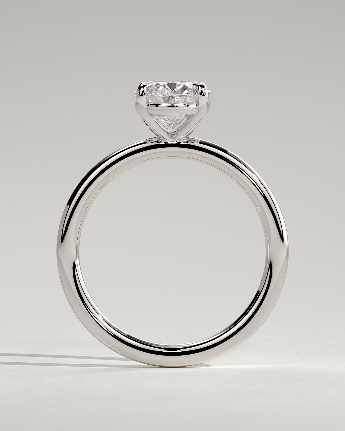 Daisy  Oval Solitaire - 18k White Gold High Setting