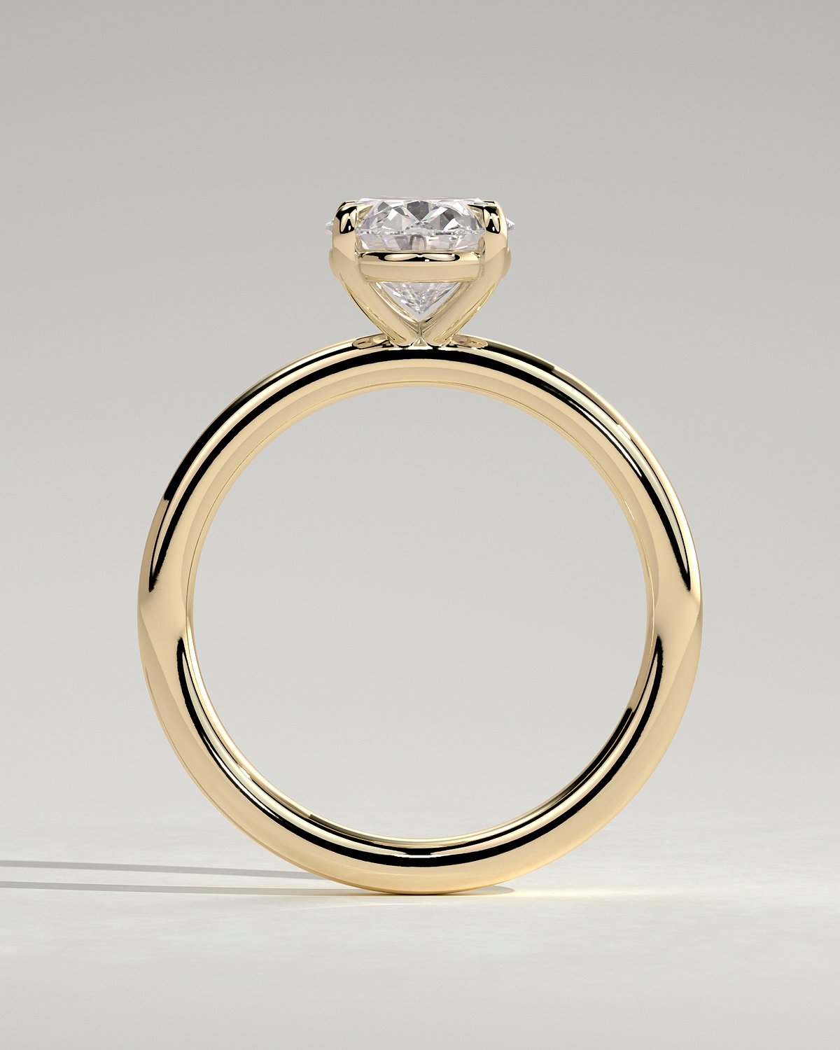 Daisy  Oval Solitaire - 18k Yellow Gold High Setting