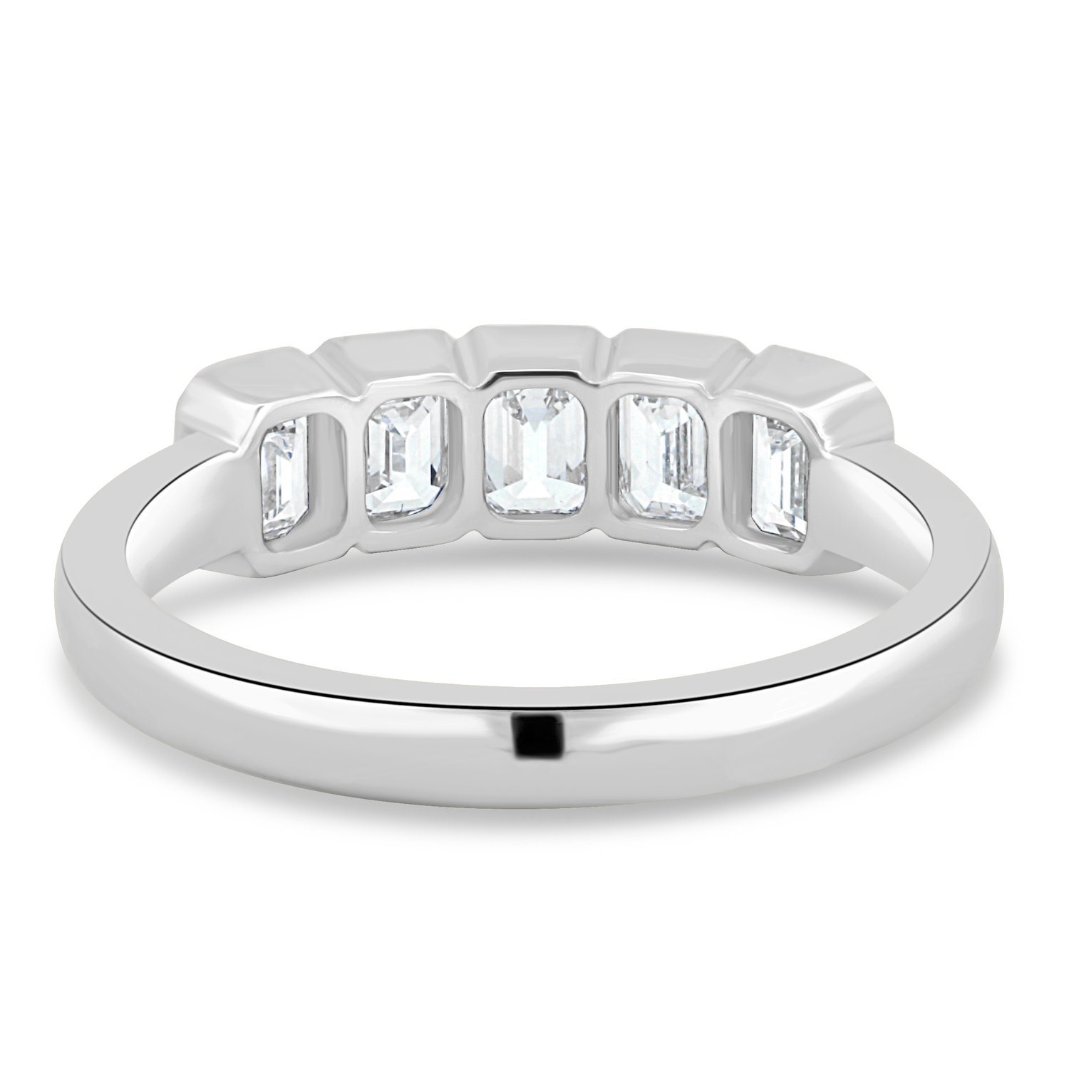 Dallas - Bezel Set Emerald Wedding Ring - 5 stones 18k White Gold