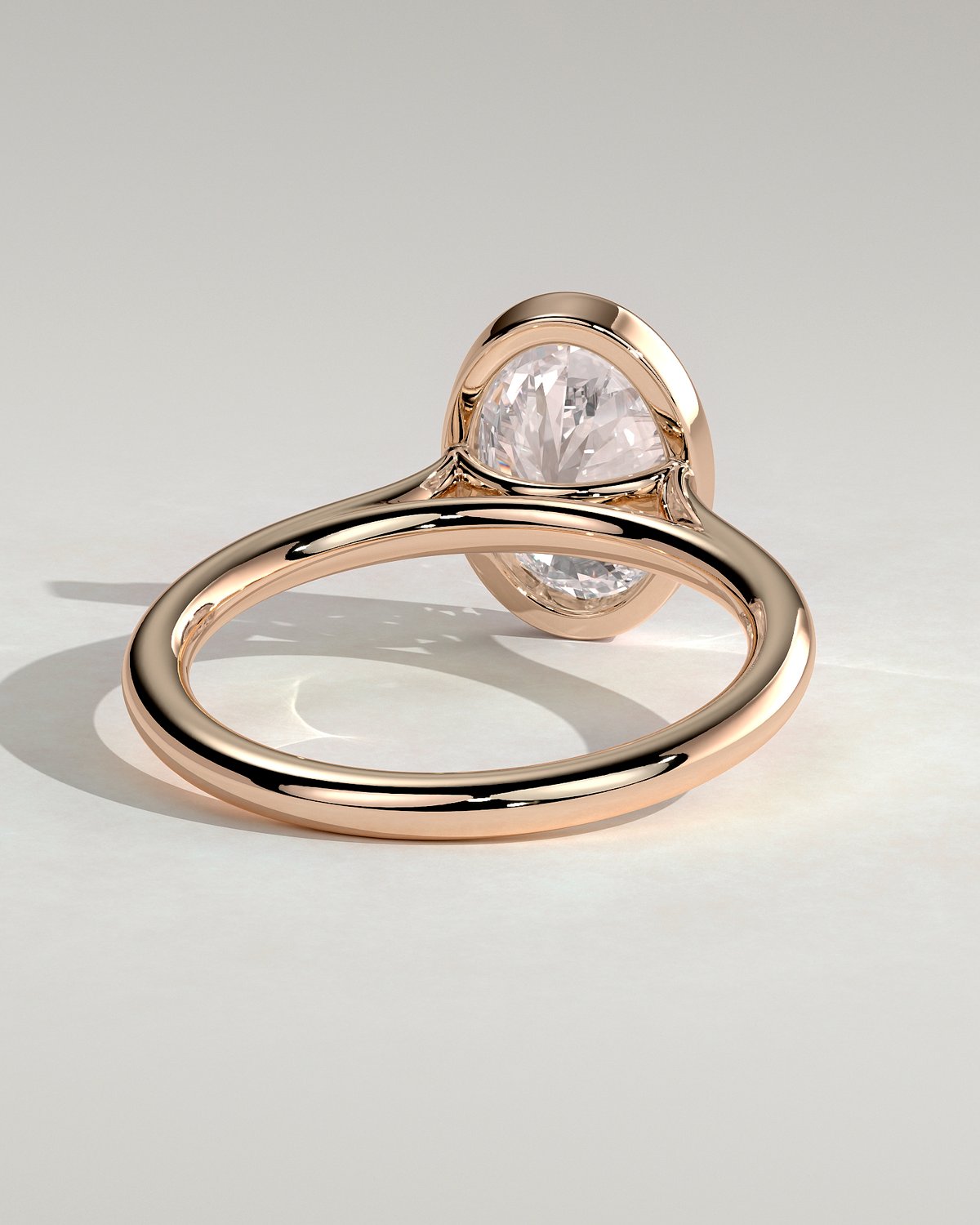 Daphne - Oval Solitaire with Cathedral Bezel Setting - 18k Rose Gold