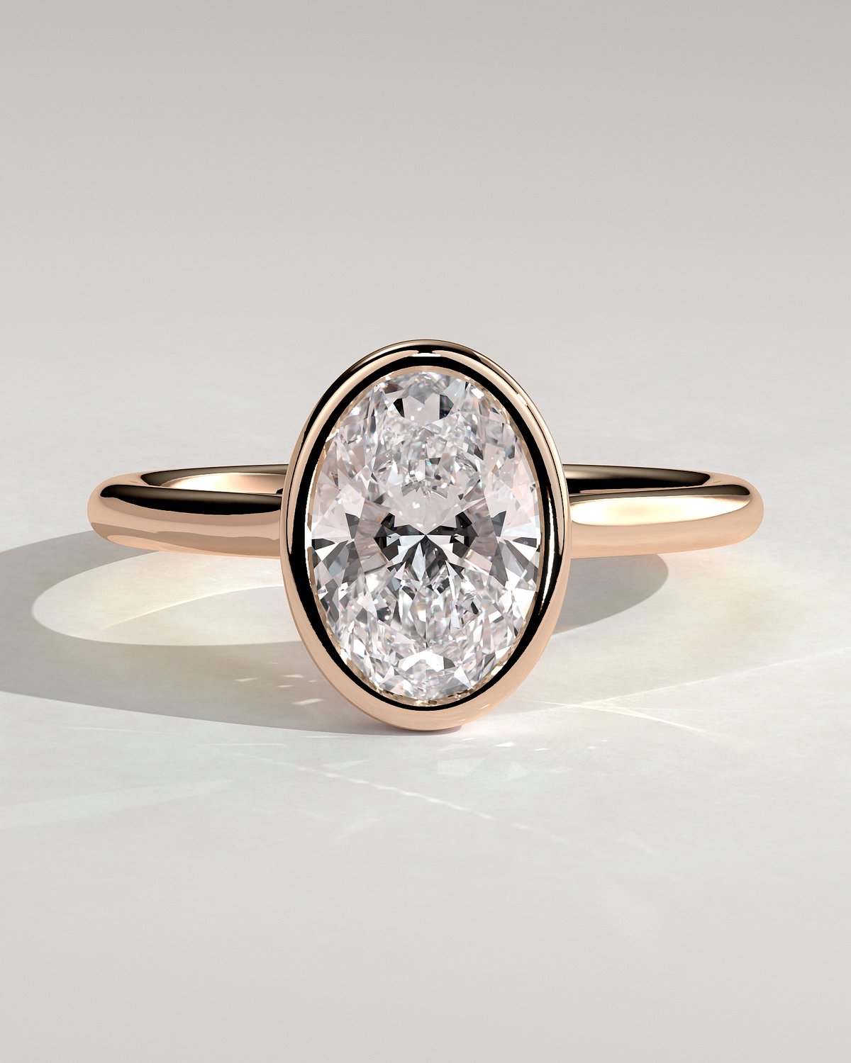 Daphne - Oval Solitaire with Cathedral Bezel Setting - 18k Rose Gold