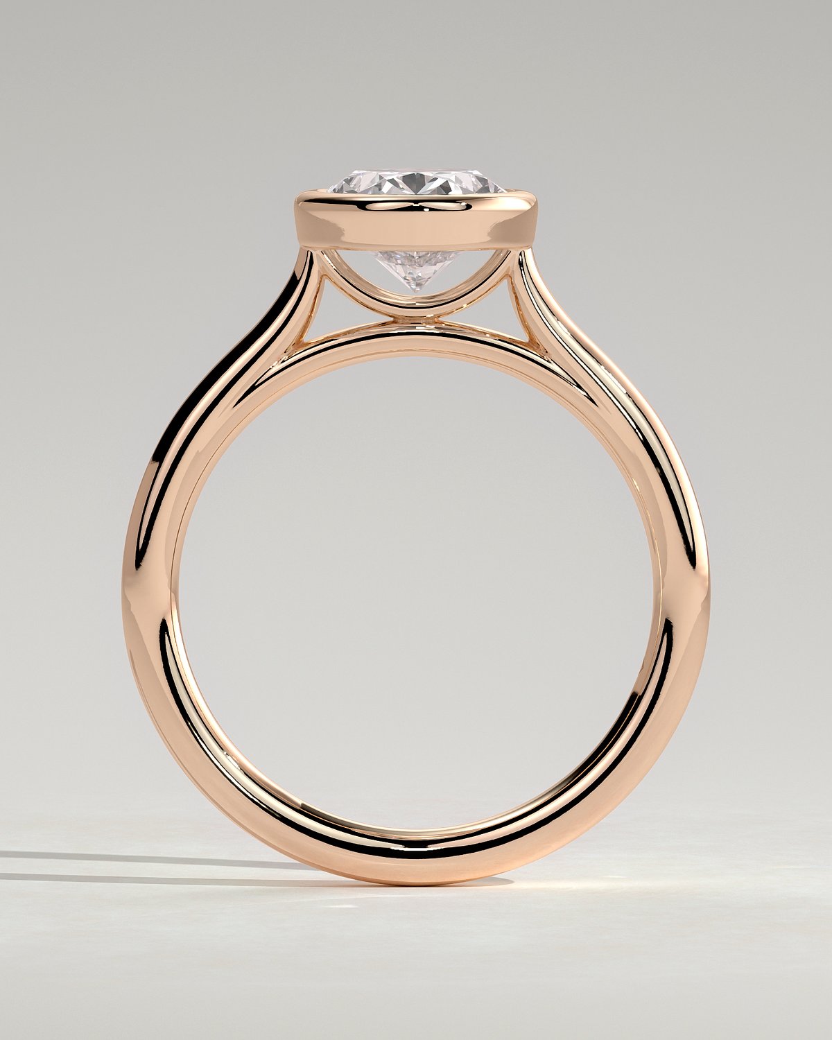 Daphne - Oval Solitaire with Cathedral Bezel Setting - 18k Rose Gold