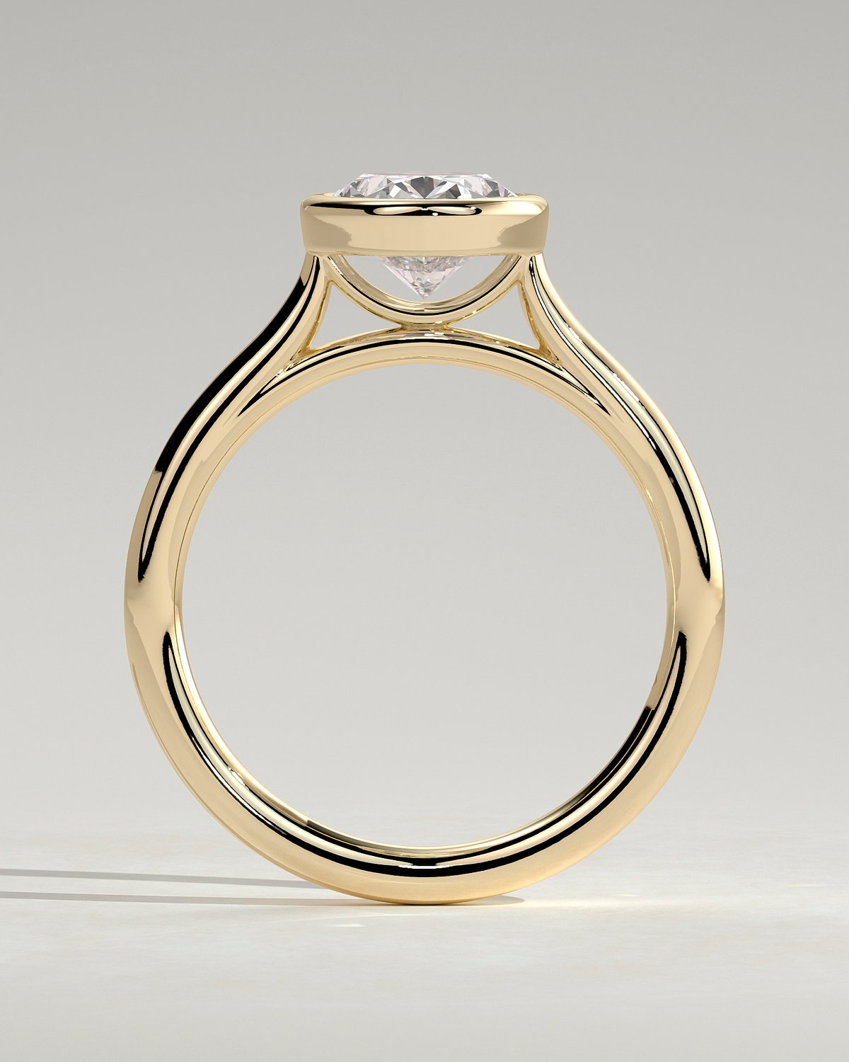 Daphne - Oval Solitaire with Cathedral Bezel Setting - 18k Yellow Gold