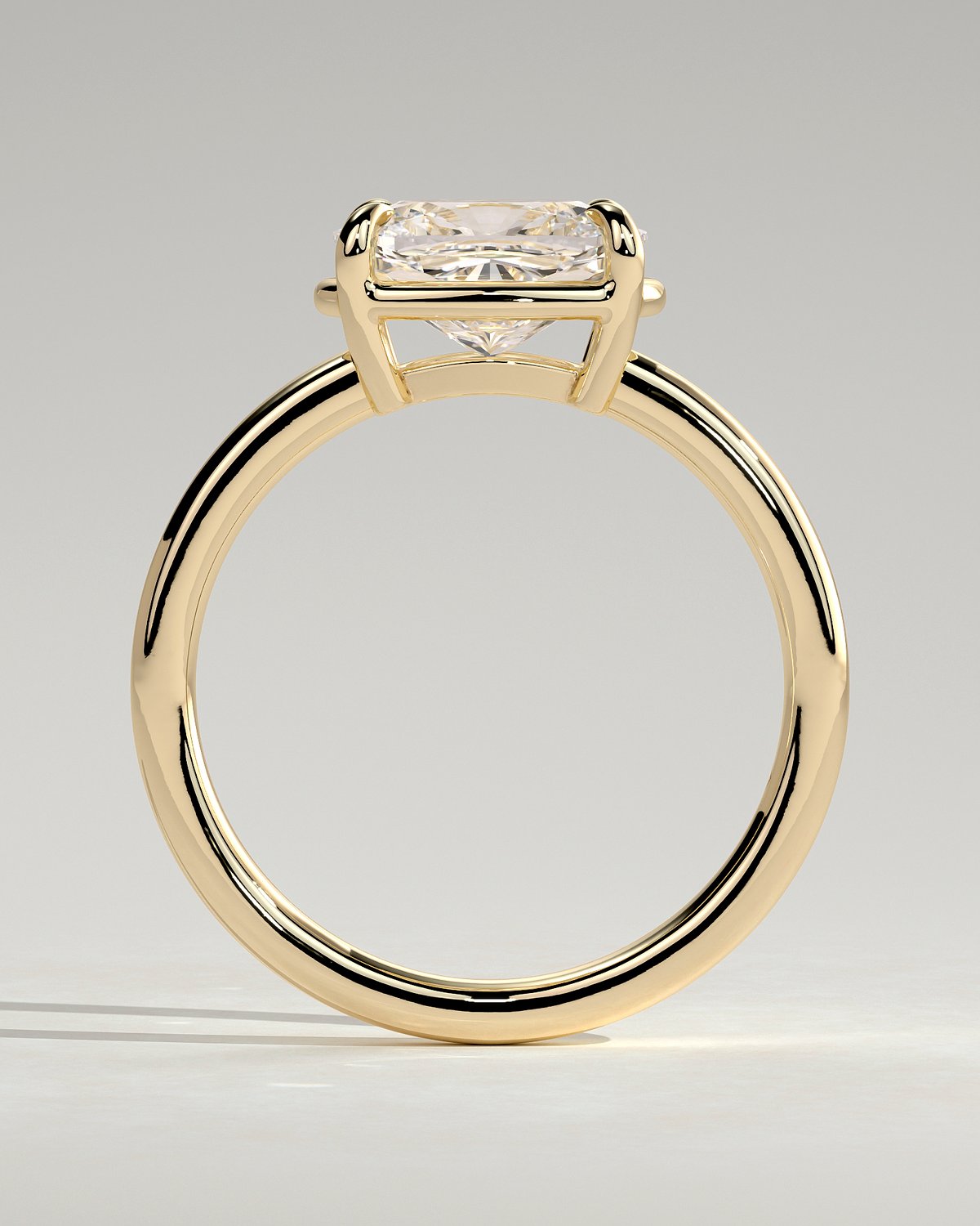 Daya - Elongated Cushion East West Bezel Frame Solitaire with Claws - 18k Yellow Gold