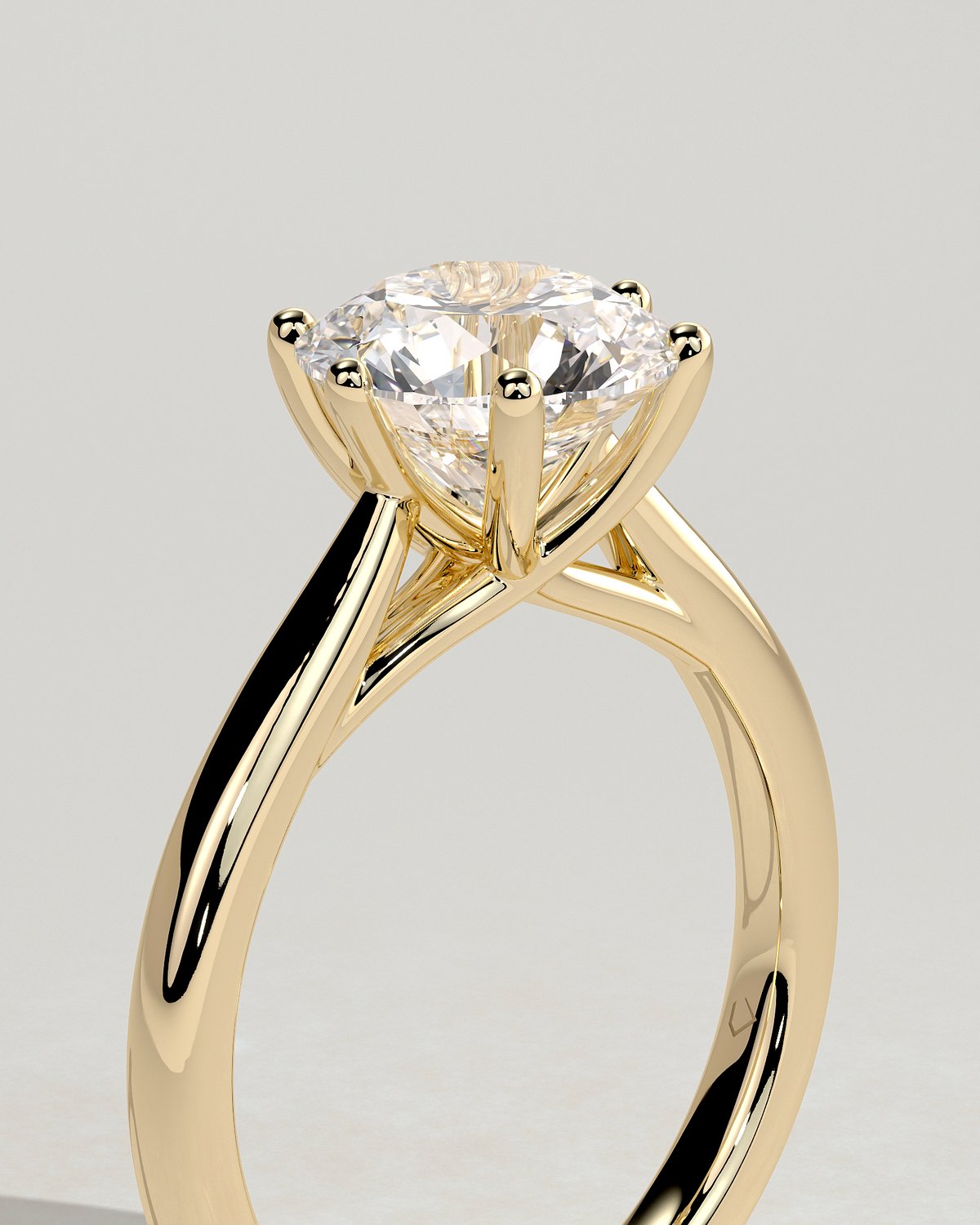 Delilah - 6 Claw Cathedral Round Solitaire - 18k Yellow Gold
