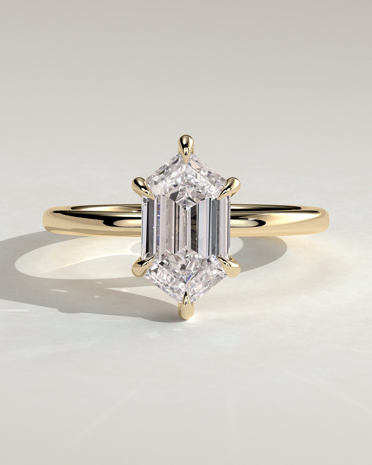 Delta - 6 Claw Elongated Hexagon with Hidden Halo - 18k Yellow Gold