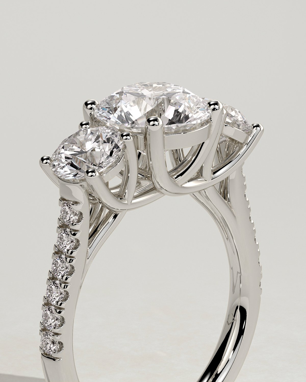 Ella  Round Trilogy with Pav - 18k White Gold