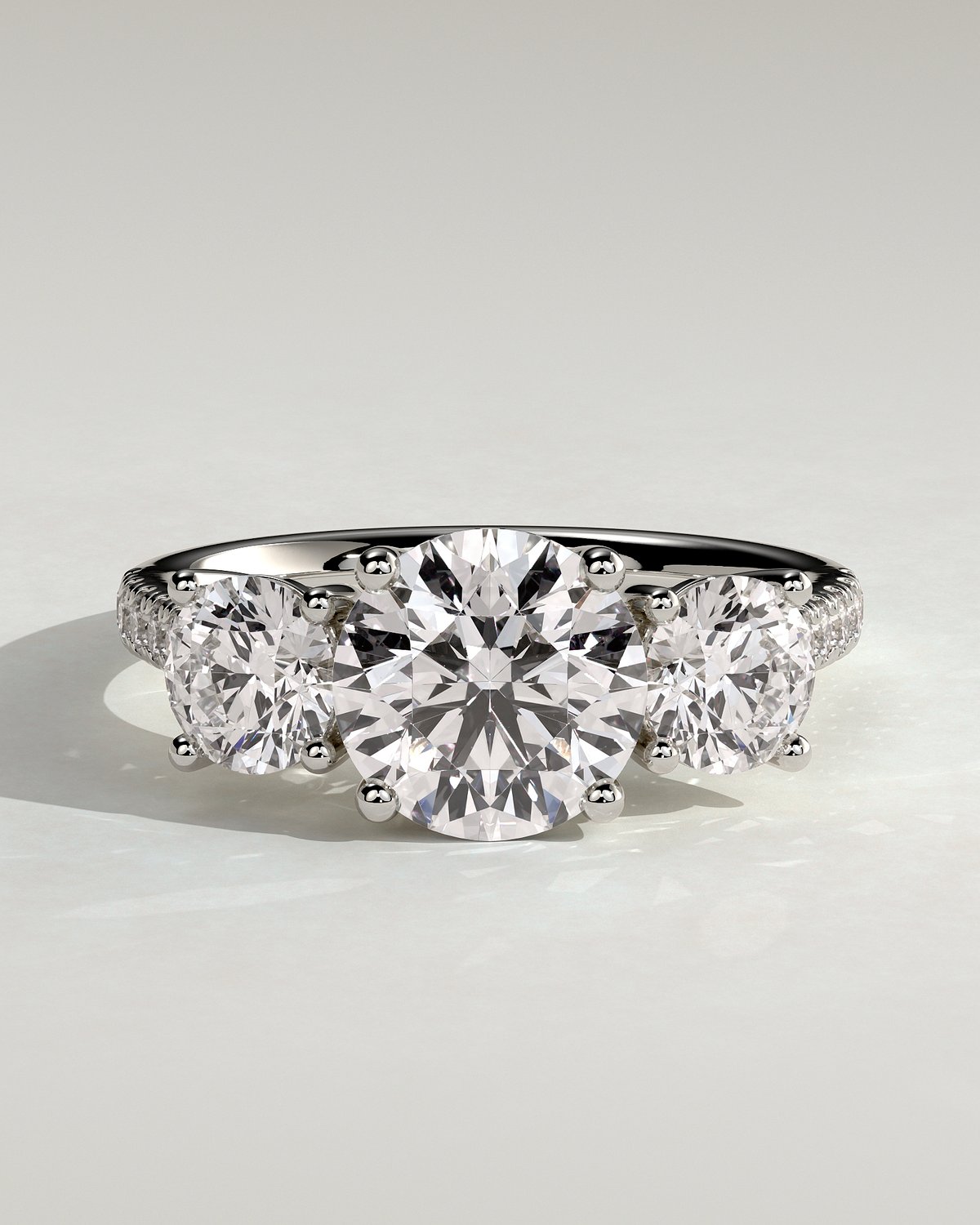 Ella  Round Trilogy with Pav - 18k White Gold