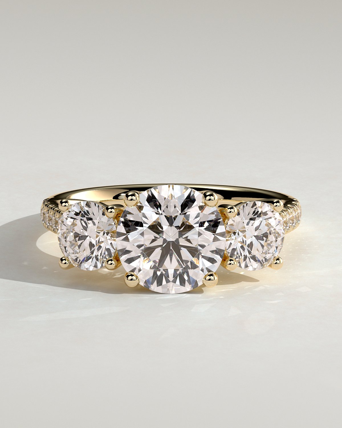 Ella  Round Trilogy with Pav - 18k Yellow Gold