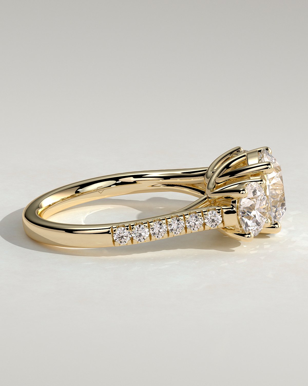 Ella  Round Trilogy with Pav - 18k Yellow Gold