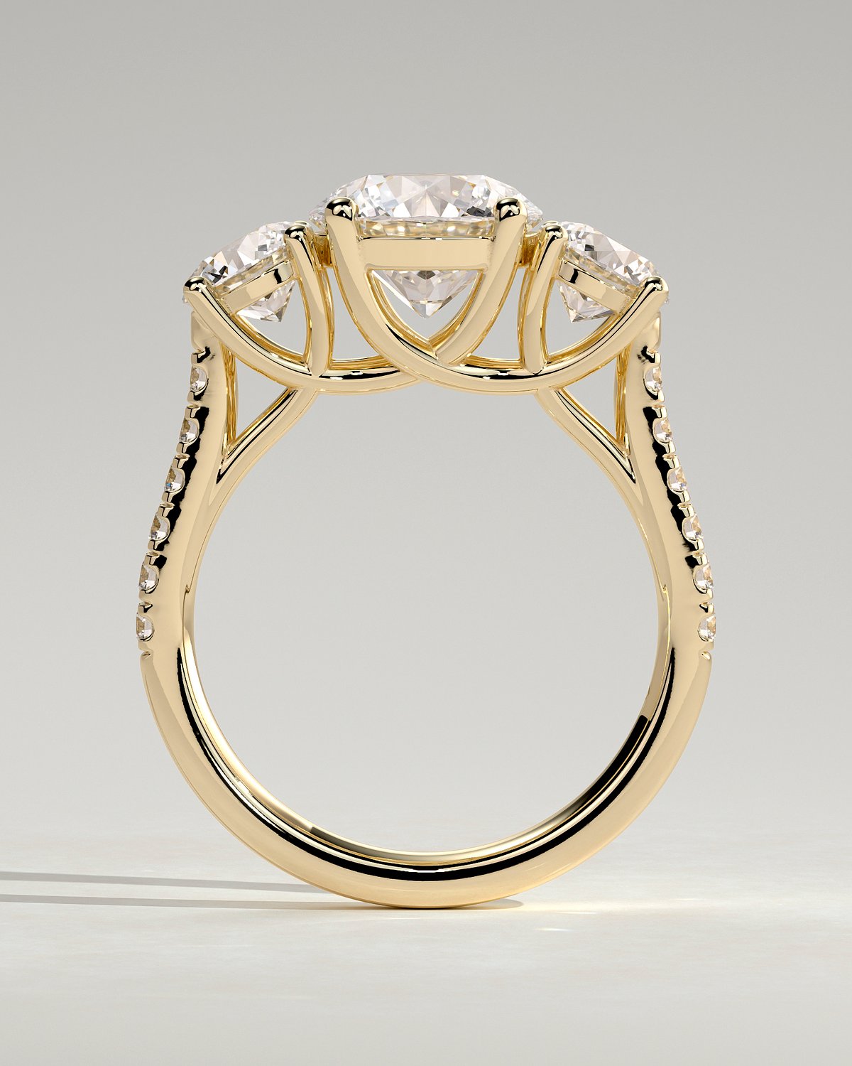 Ella  Round Trilogy with Pav - 18k Yellow Gold