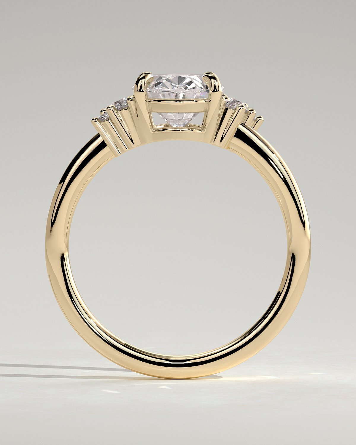 Esther - Oval Solitaire with Tapered Band - 18k Yellow Gold