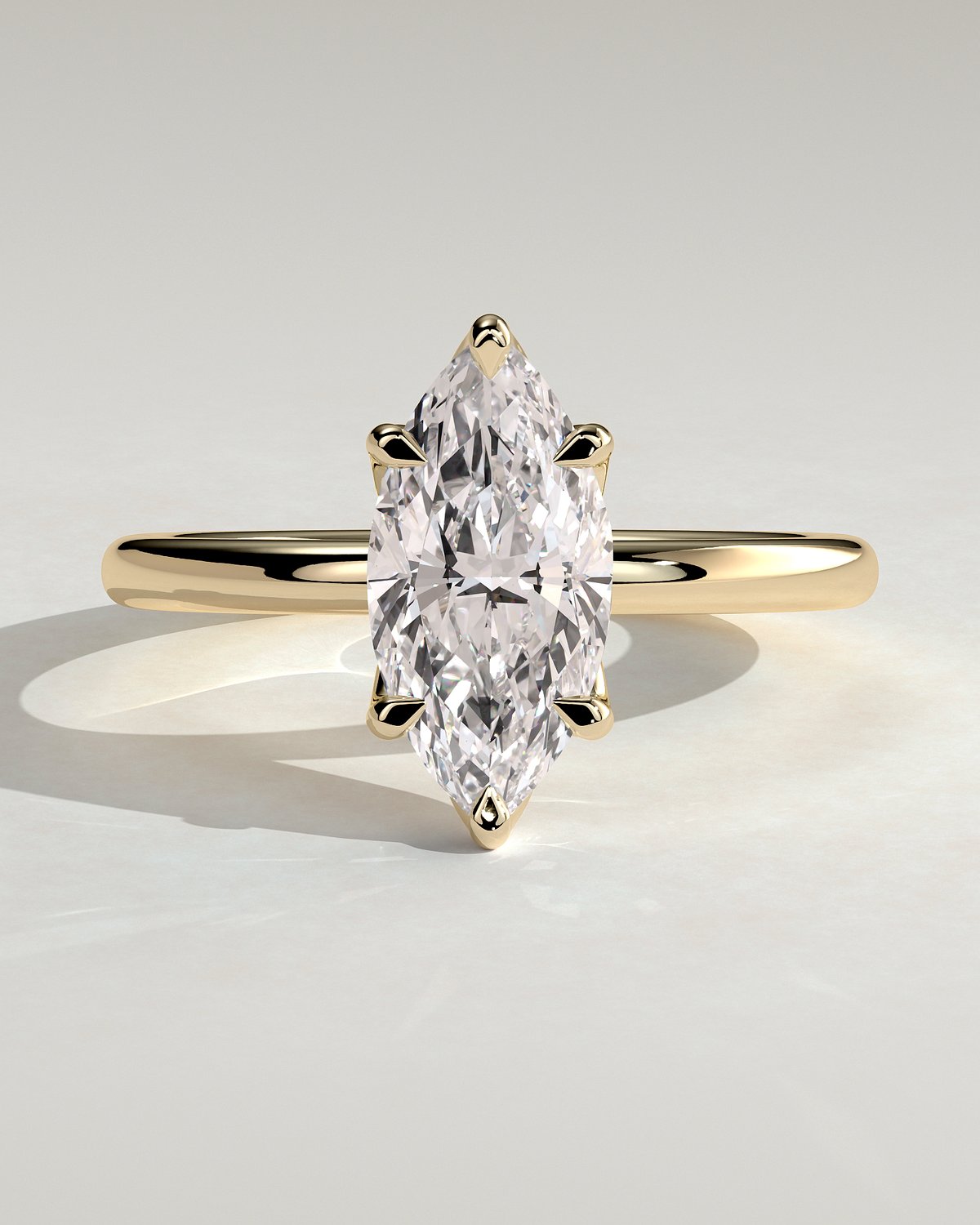 Eve - 6 Claw Marquise Solitaire - 18k Yellow Gold