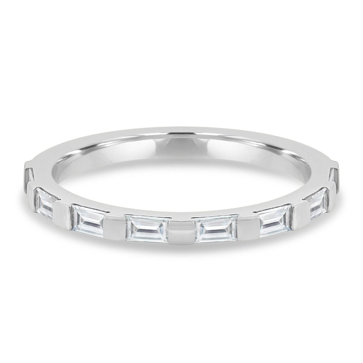 Felicity  Baguette Stone Wedding Ring - 18k White Gold