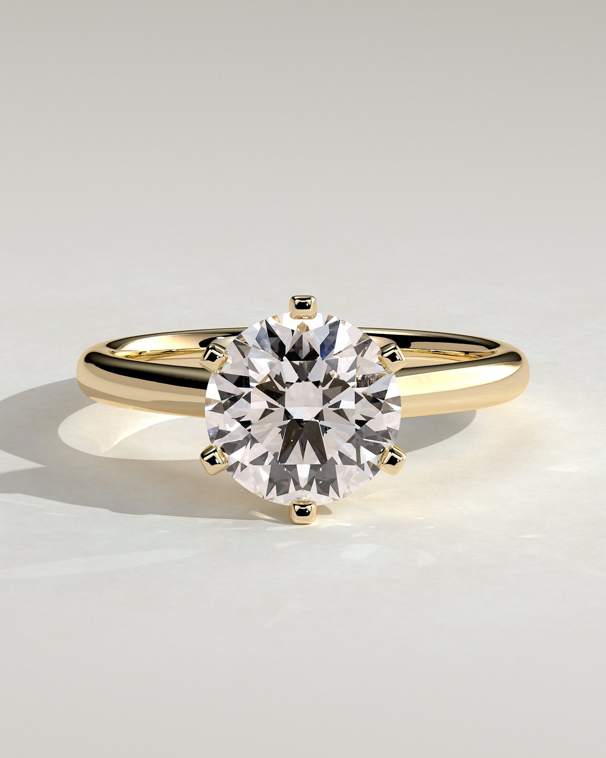 Gabrielle  6 Claw Solitaire - 18k Yellow Gold