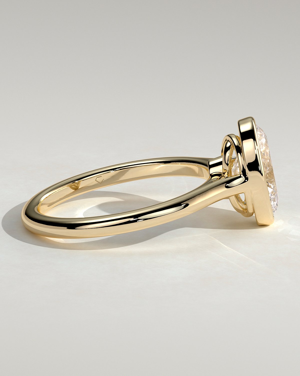 Gemma  Bezel Set Oval Solitaire - 18k Yellow Gold