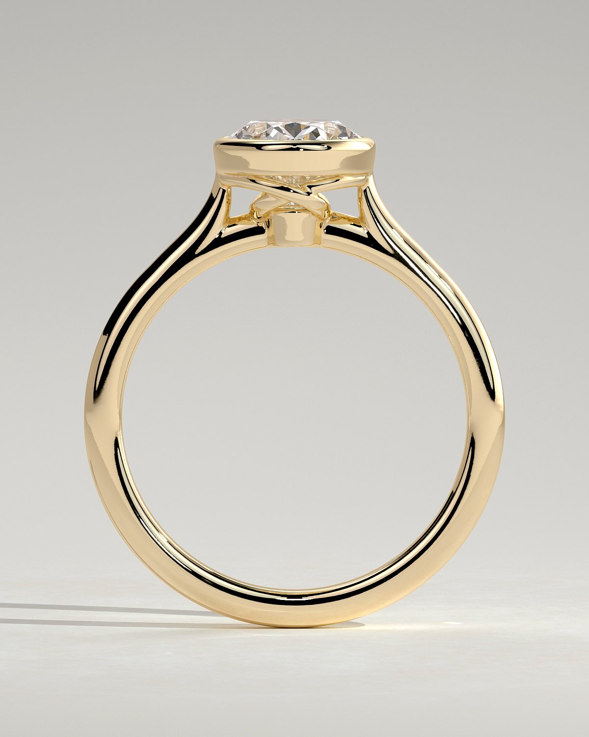 Gemma  Bezel Set Oval Solitaire - 18k Yellow Gold