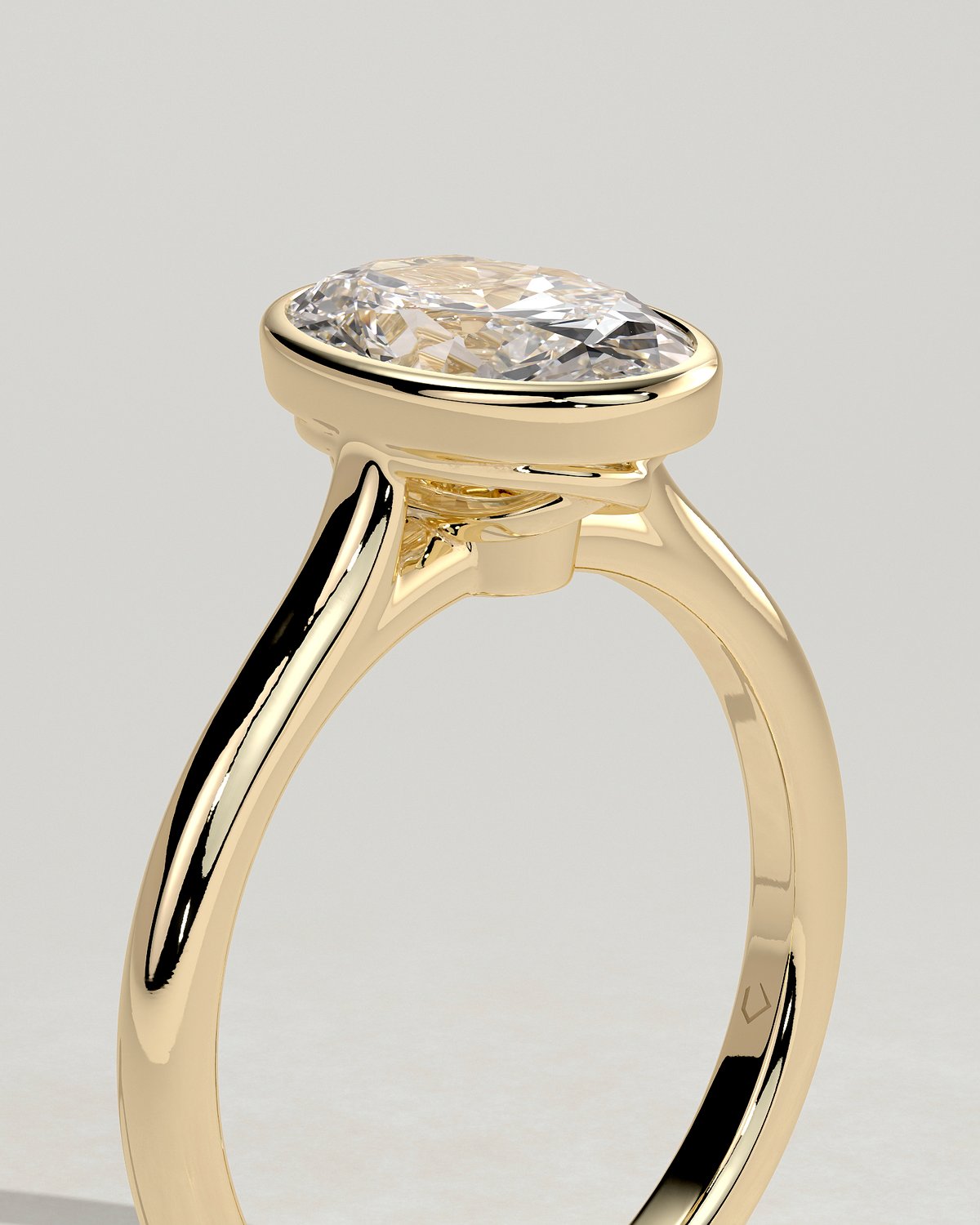 Gemma  Bezel Set Oval Solitaire - 18k Yellow Gold