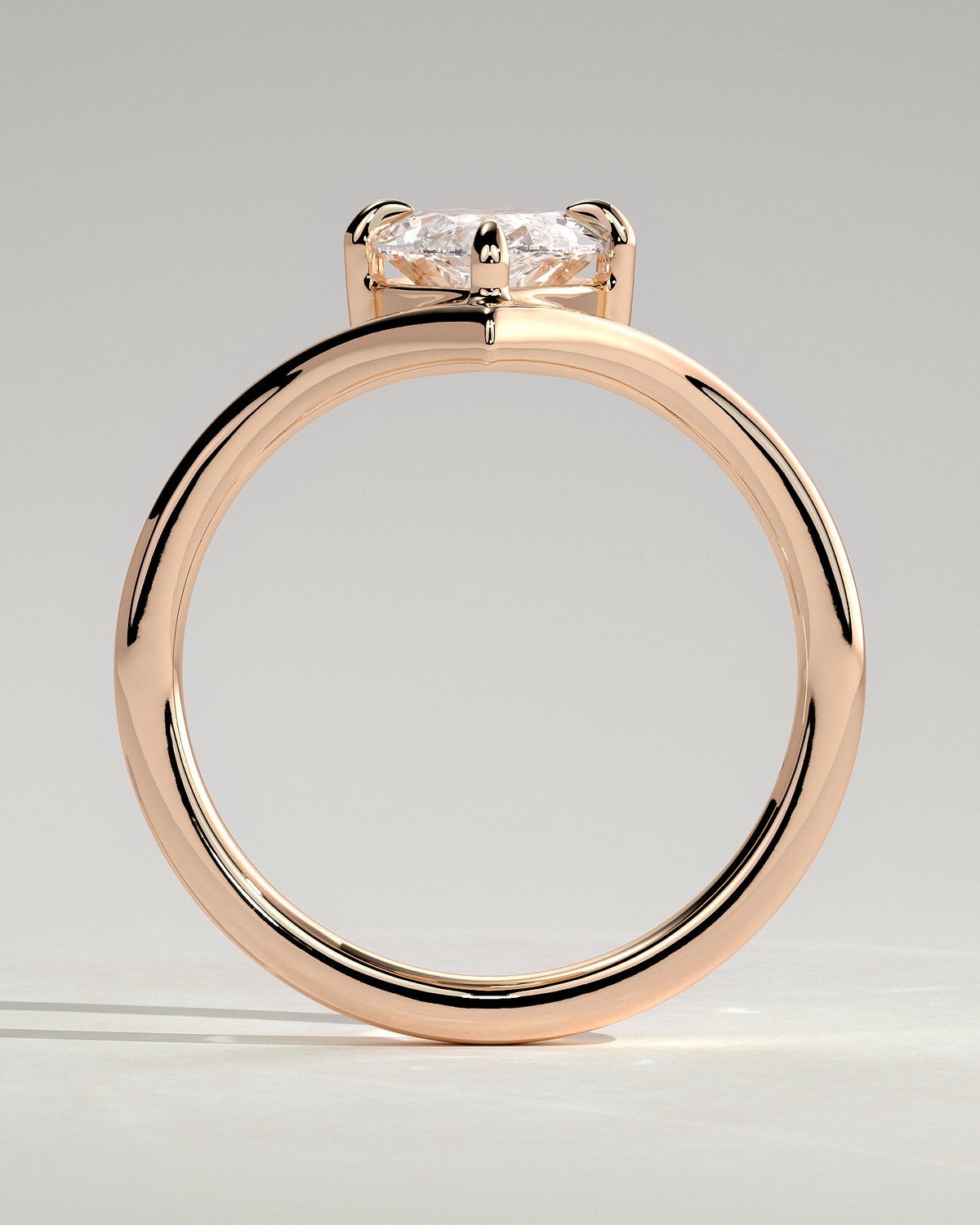Giselle - Marquise Solitaire with Deep V Band - 18k Rose Gold