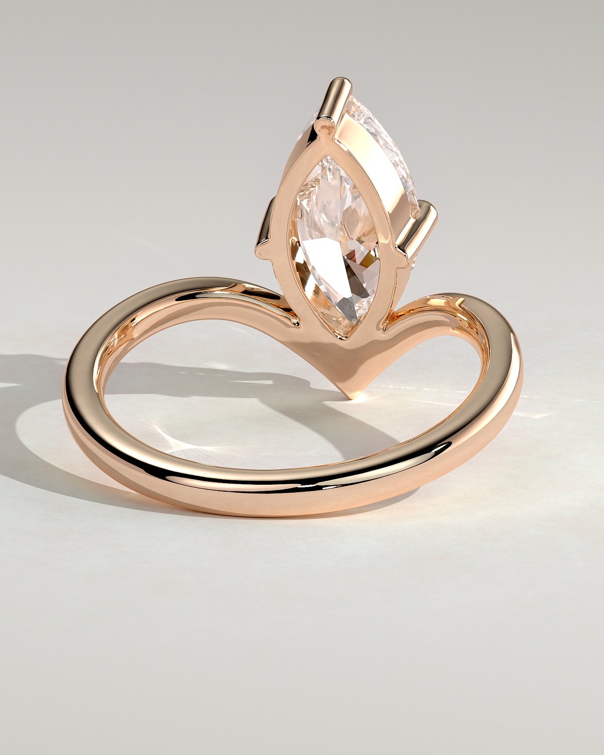 Giselle - Marquise Solitaire with Deep V Band - 18k Rose Gold