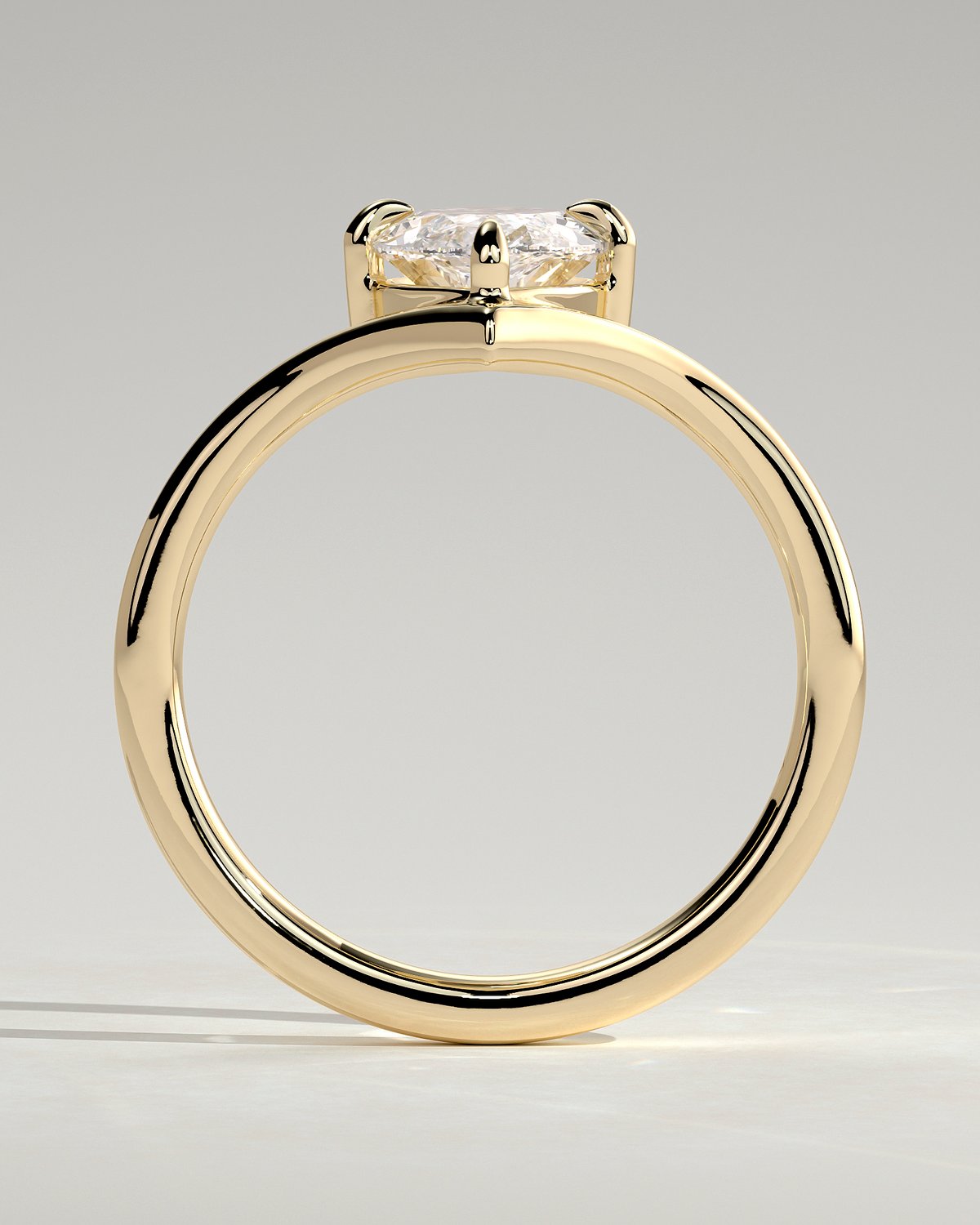 Giselle - Marquise Solitaire with Deep V Band - 18k Yellow Gold