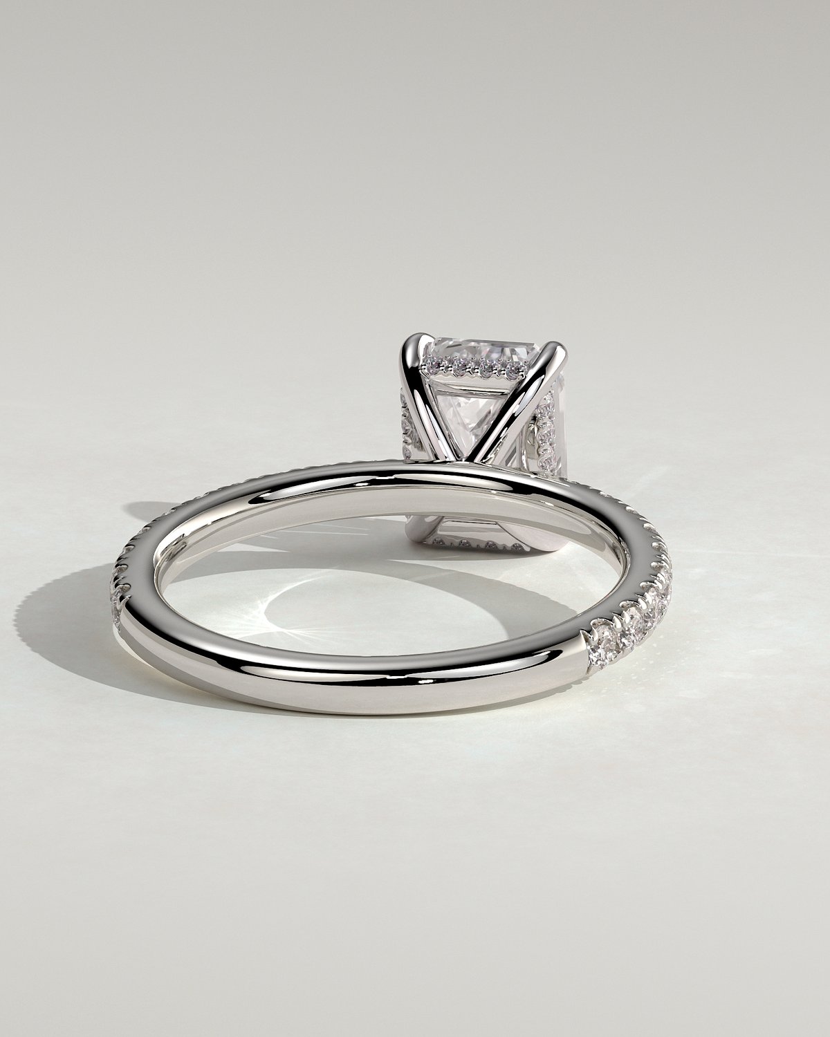 Gwyneth - Emerald Solitaire with Hidden Halo - 18k White Gold